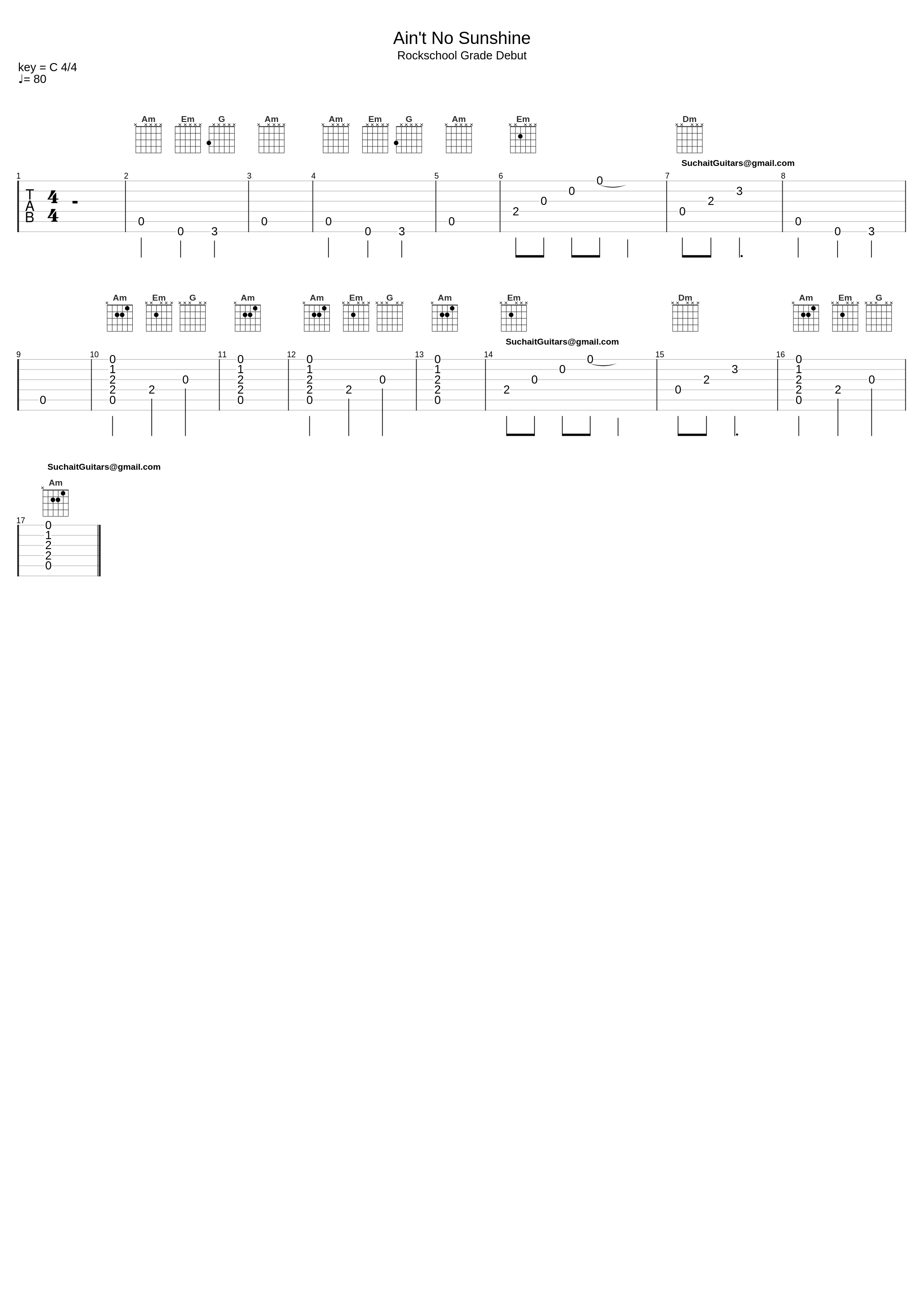 Ain't No Sunshine - Rockschool Acoustic Guitar Grade Debut_[Suchaitguitars@Gmail.Com] Bill Withers_1
