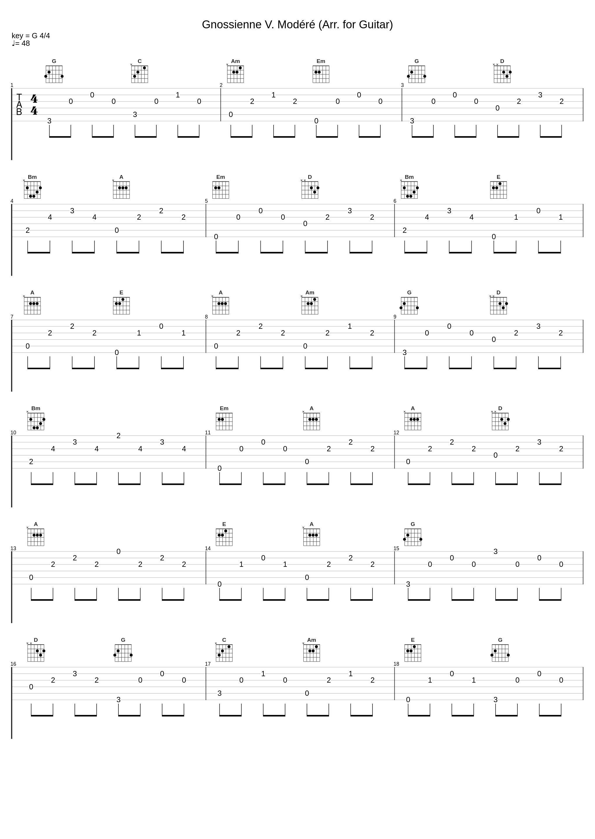 Gnossienne V. Modéré (Arr. for Guitar)_Mark Bodino_1