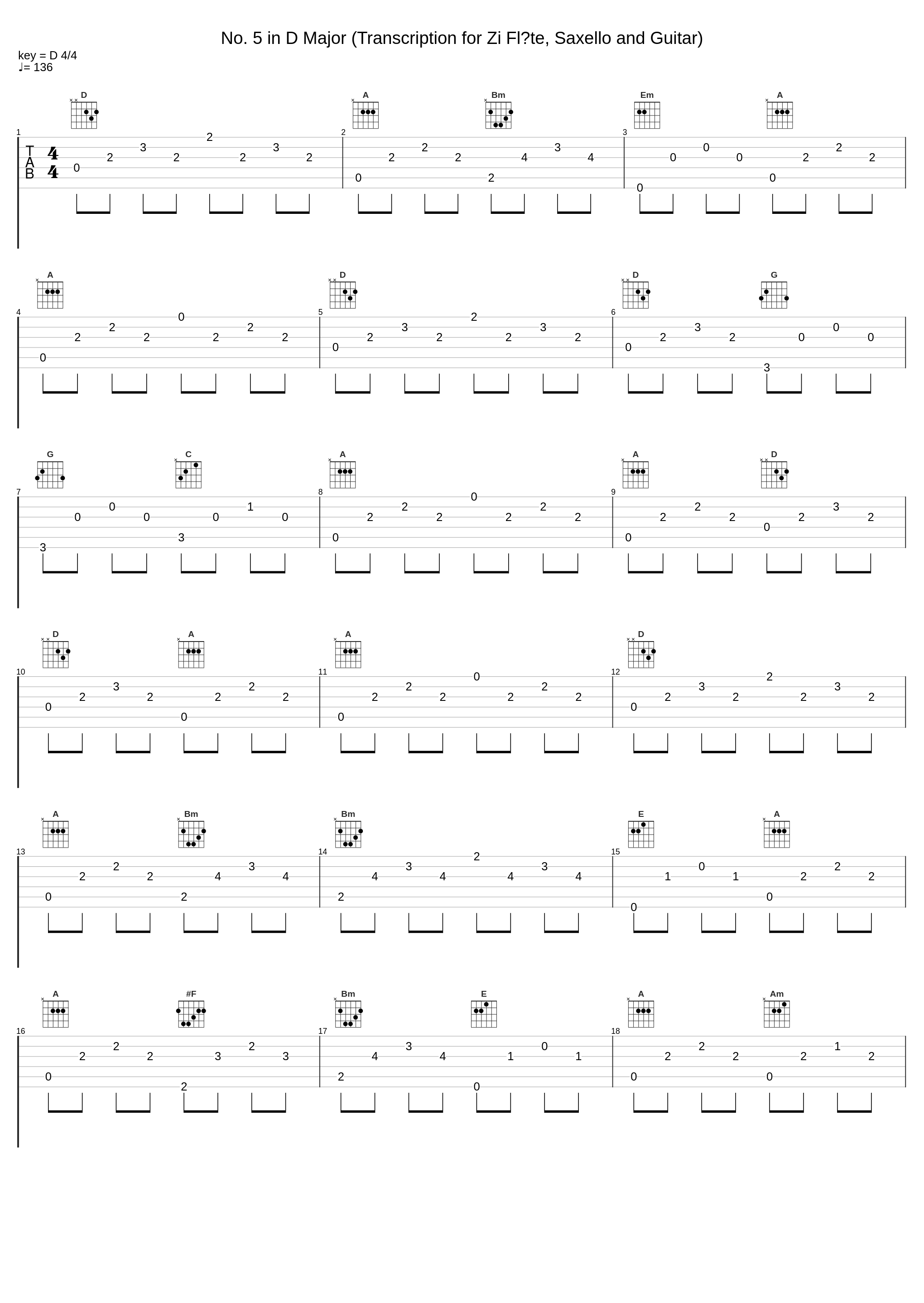 No. 5 in D Major (Transcription for Zi Flûte, Saxello and Guitar)_Rossella Perrone,Giancarlo Eliodoro Parisi_1