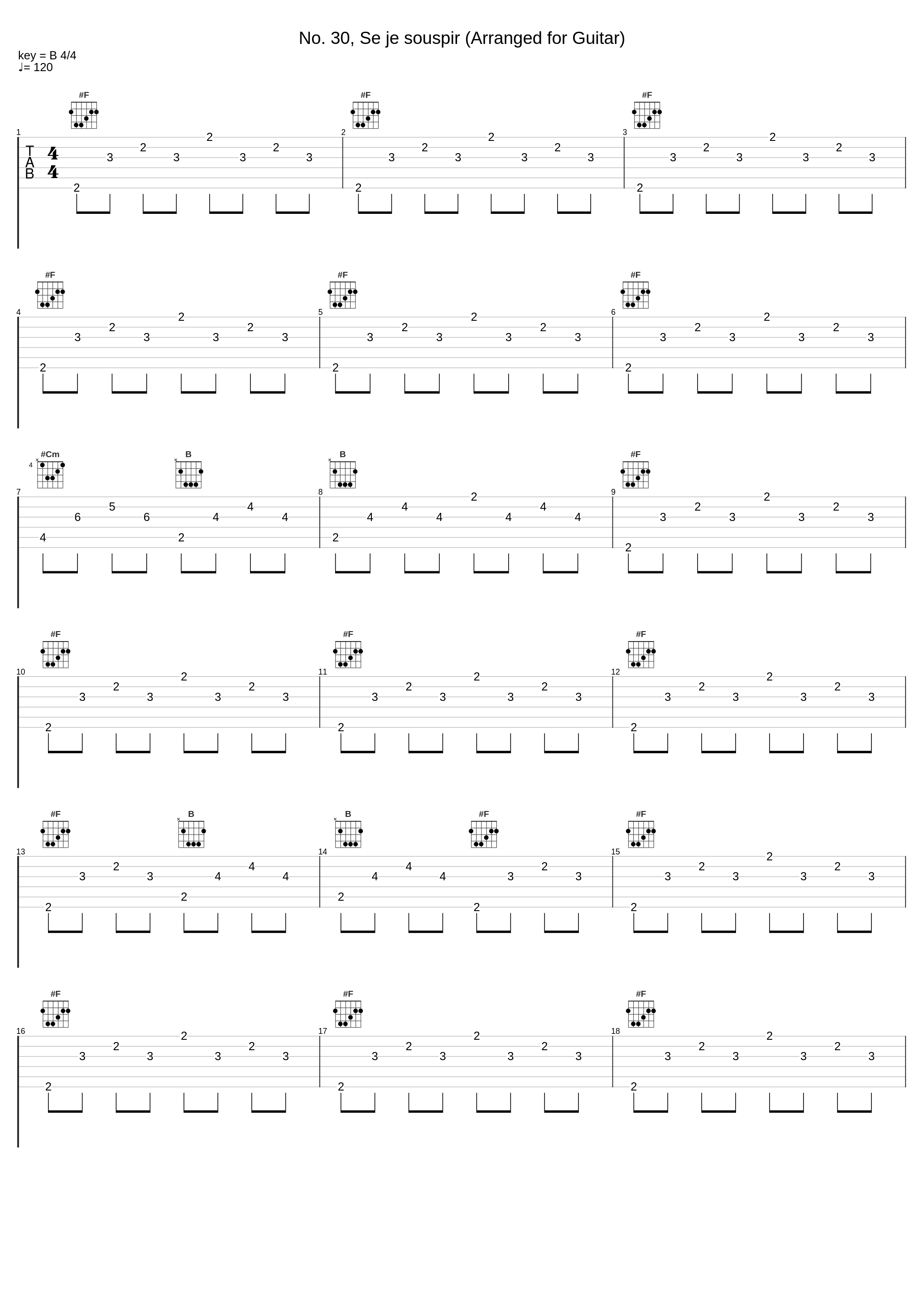 No. 30, Se je souspir (Arranged for Guitar)_Noël Akchoté_1