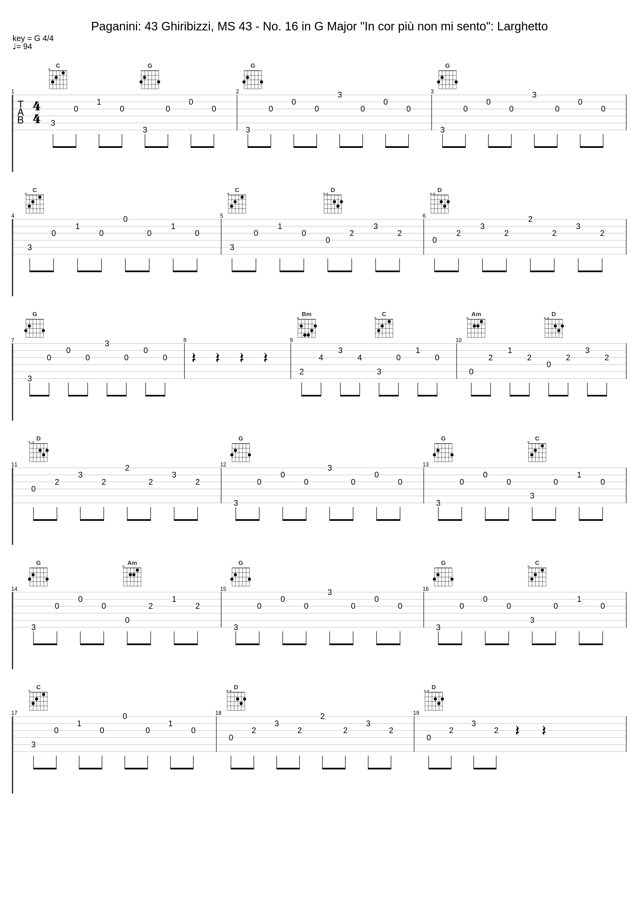 Paganini: 43 Ghiribizzi, MS 43 - No. 16 in G Major "In cor più non mi sento": Larghetto_Giampaolo Bandini_1