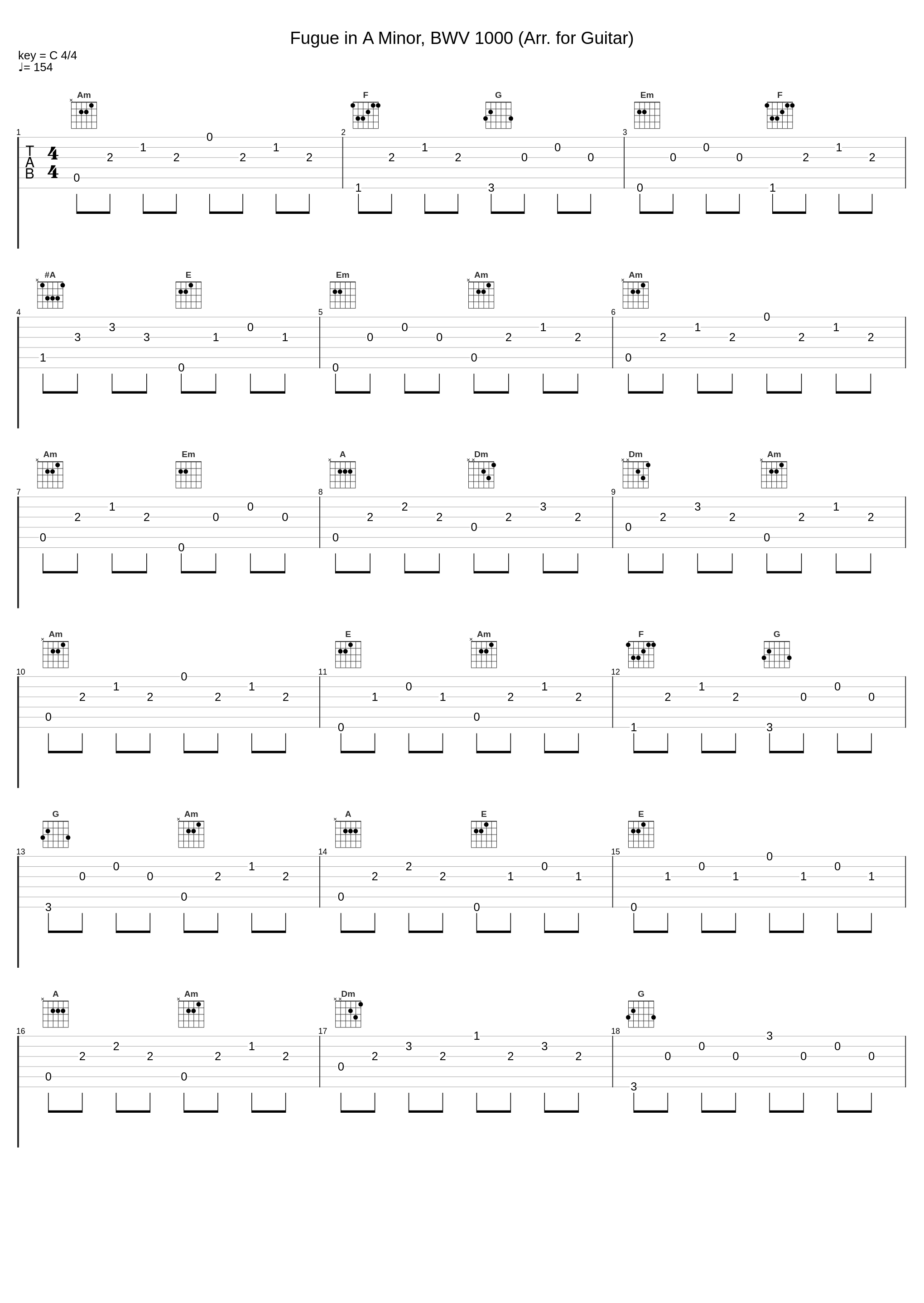 Fugue in Α Minor, BWV 1000 (Arr. for Guitar)_George Chatzopoulos_1