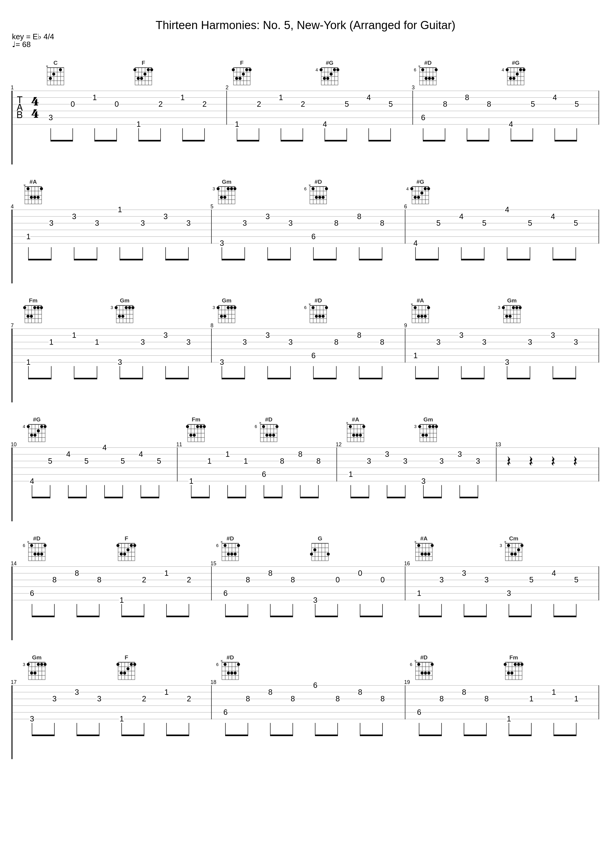 Thirteen Harmonies: No. 5, New-York (Arranged for Guitar)_Noël Akchoté_1