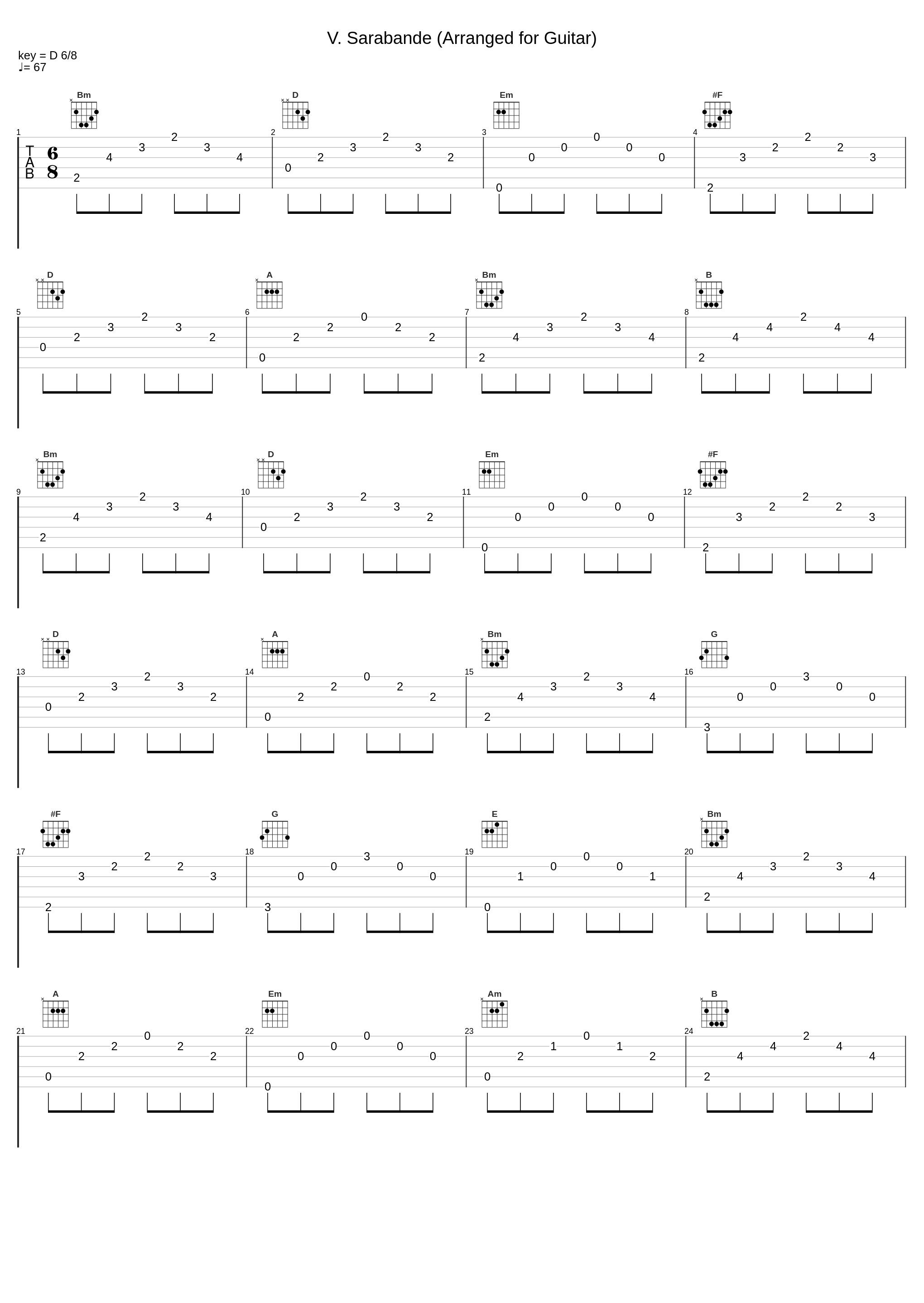 V. Sarabande (Arranged for Guitar)_Frank Bungarten_1