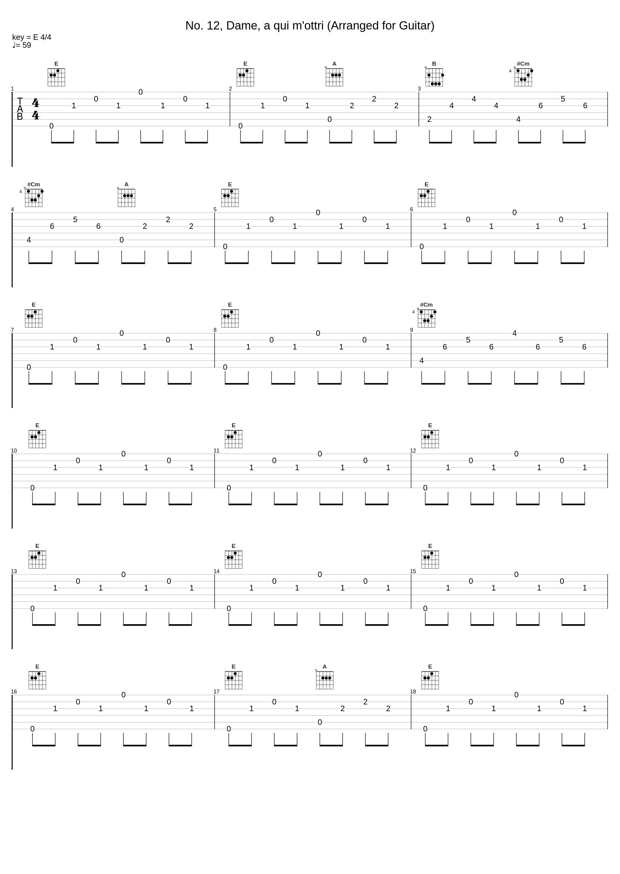 No. 12, Dame, a qui m'ottri (Arranged for Guitar)_Noël Akchoté_1