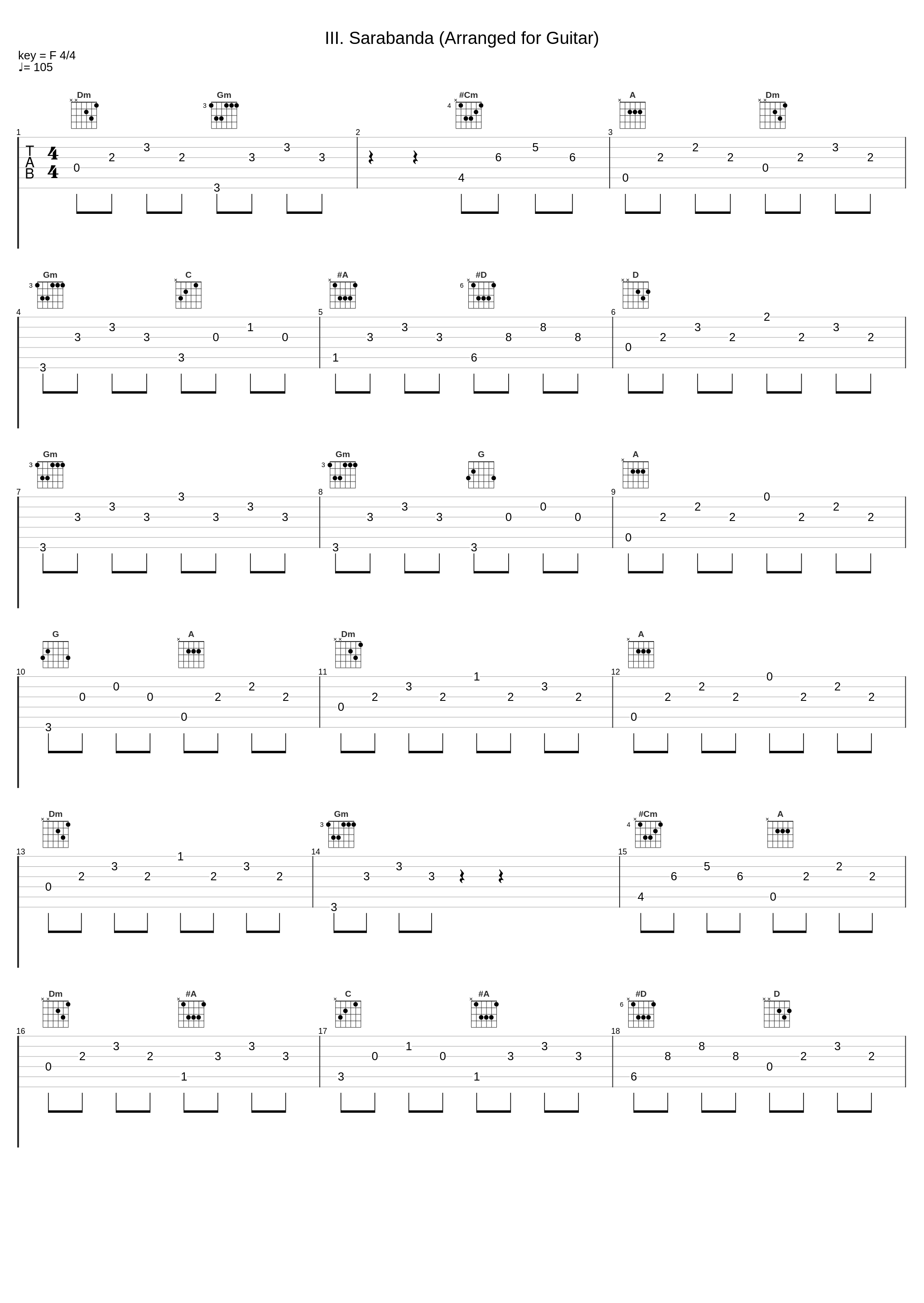 III. Sarabanda (Arranged for Guitar)_Frank Bungarten_1