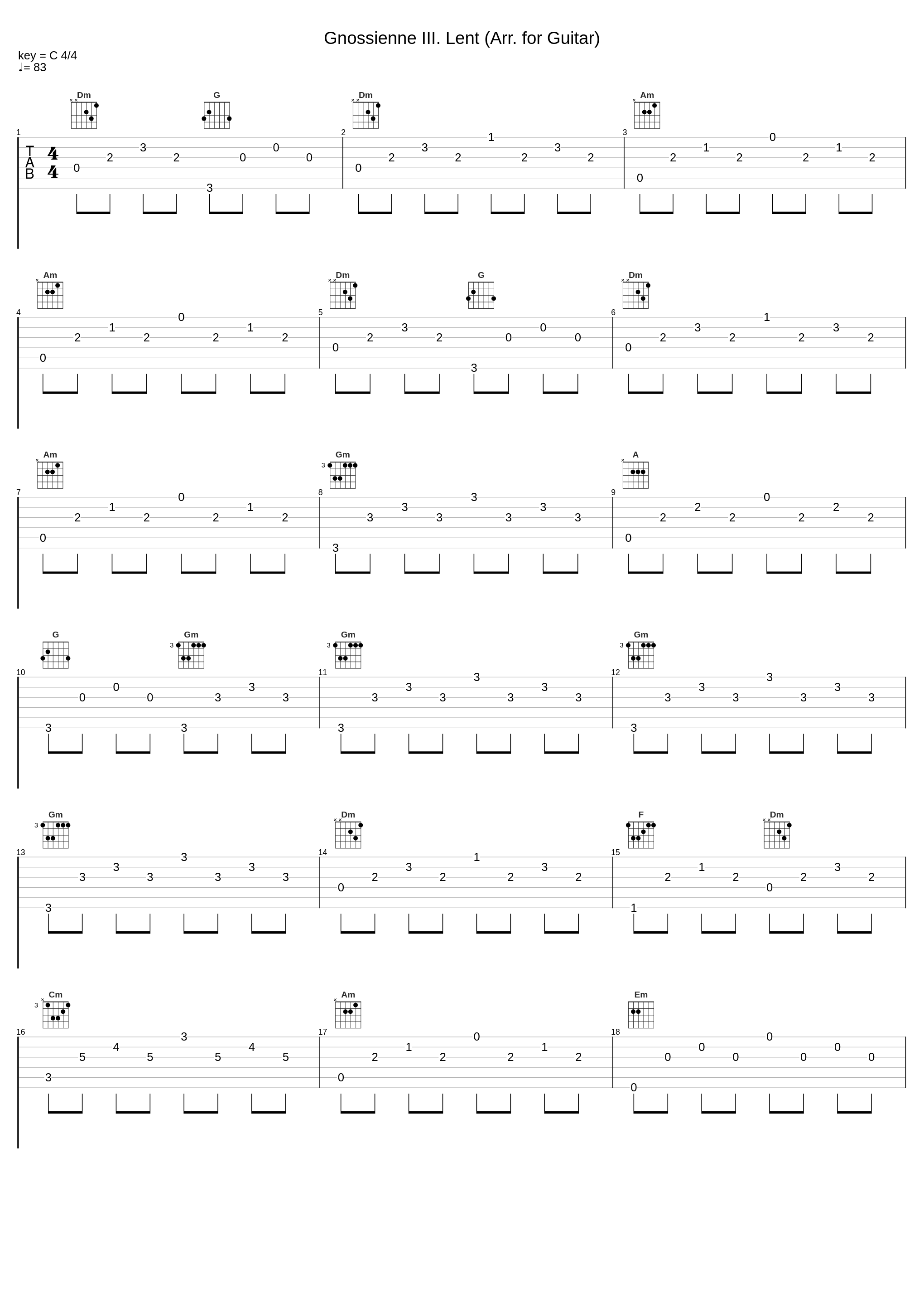 Gnossienne III. Lent (Arr. for Guitar)_Mark Bodino_1