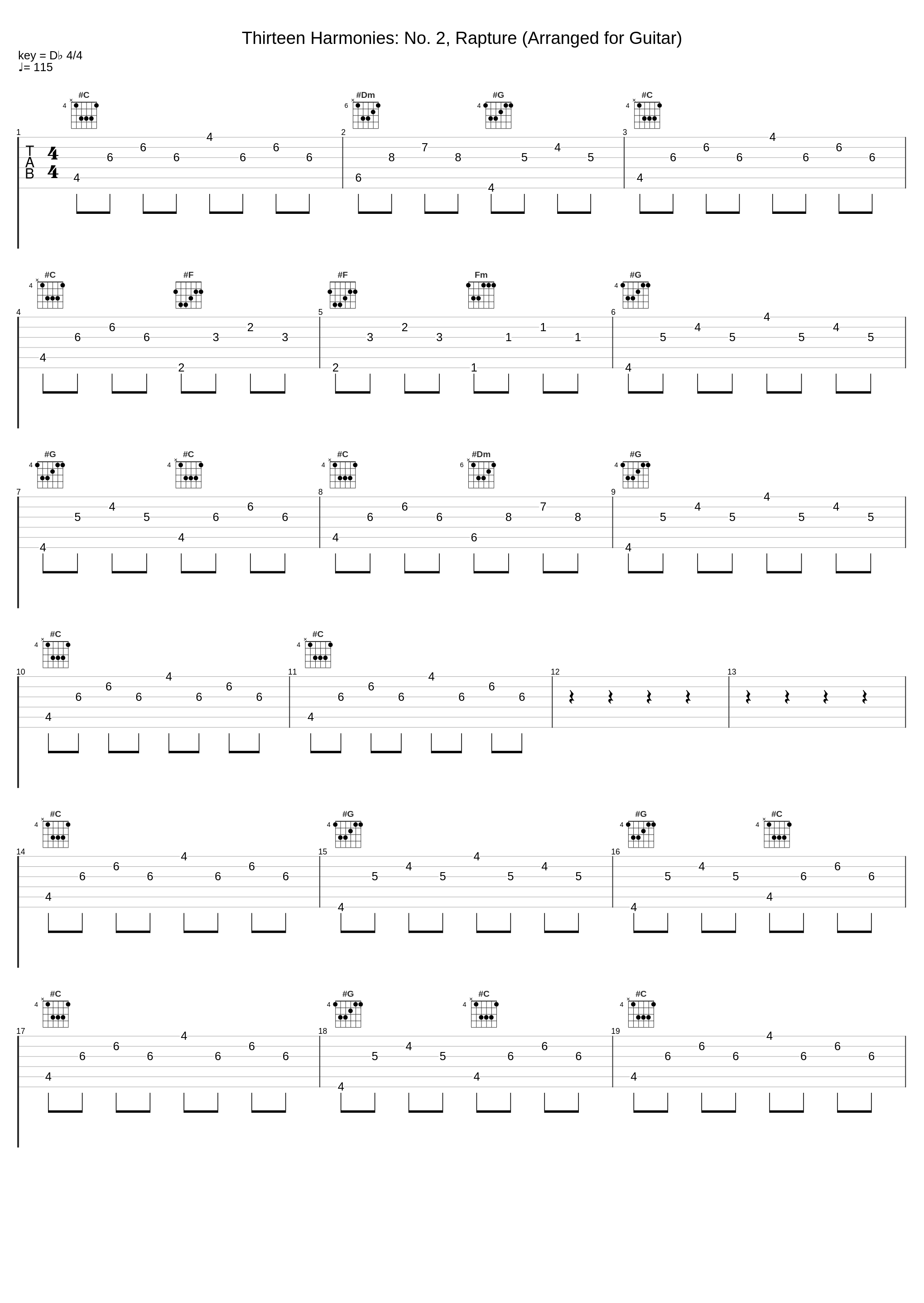 Thirteen Harmonies: No. 2, Rapture (Arranged for Guitar)_Noël Akchoté_1