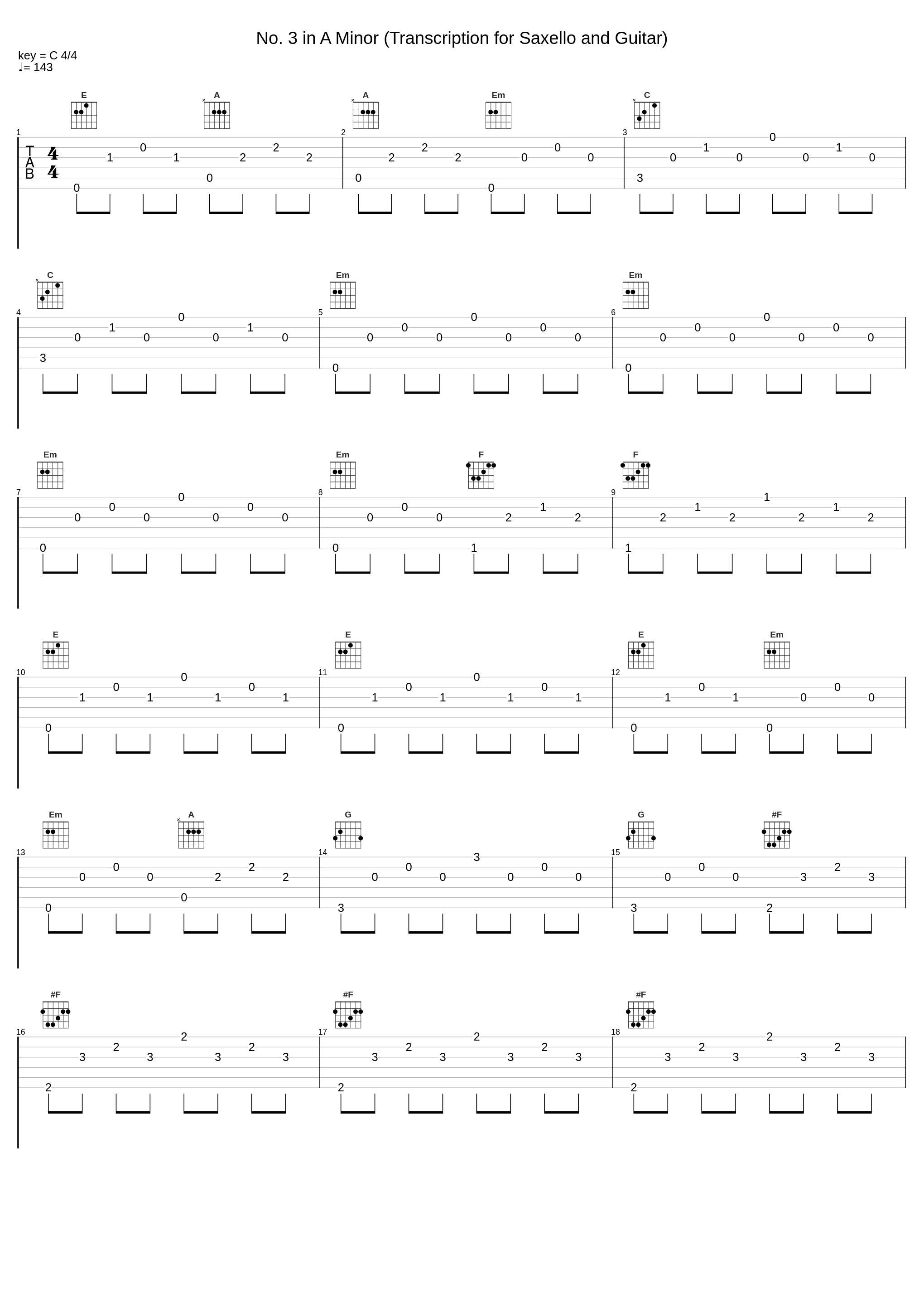 No. 3 in A Minor (Transcription for Saxello and Guitar)_Rossella Perrone_1