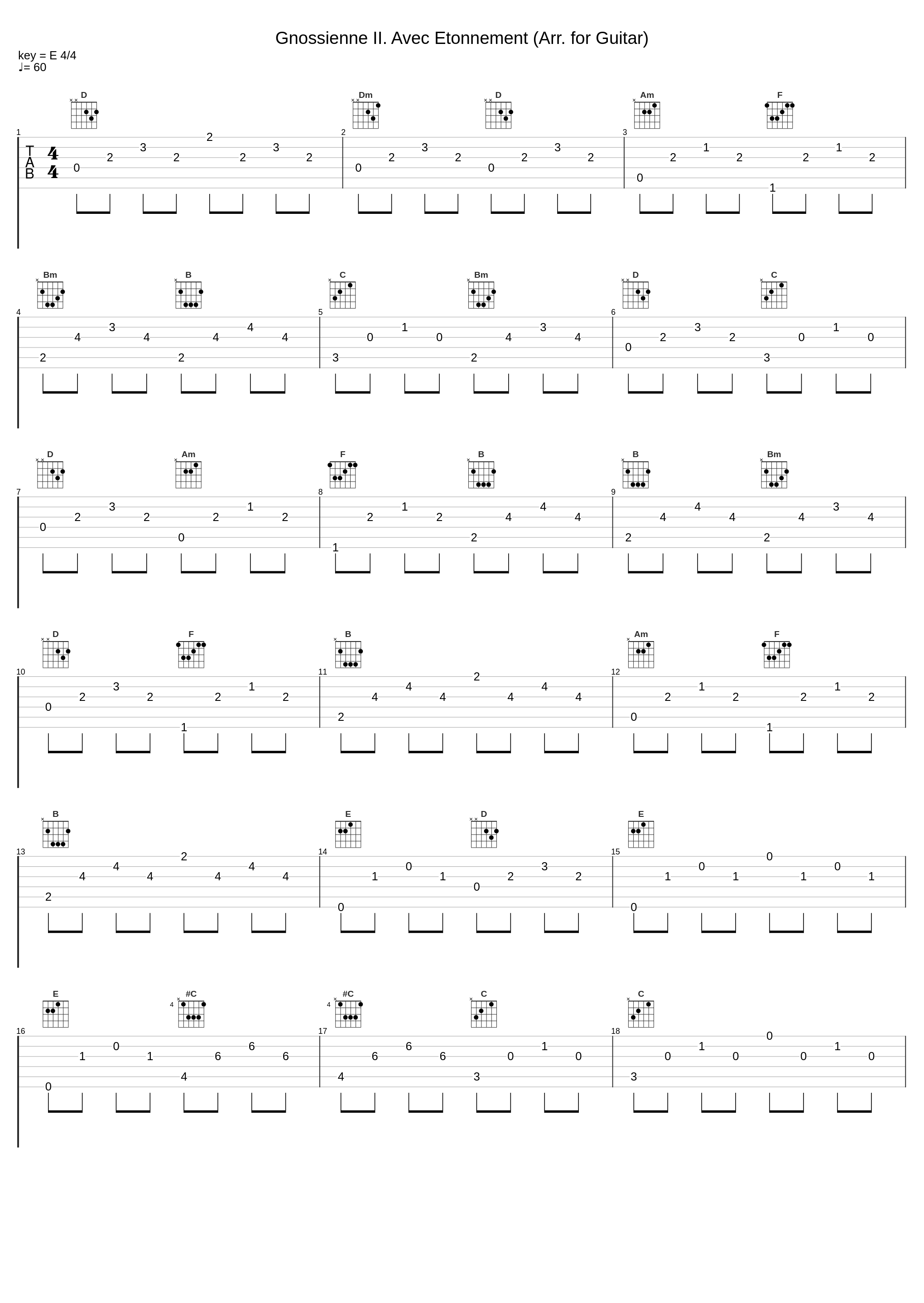 Gnossienne II. Avec Etonnement (Arr. for Guitar)_Mark Bodino_1