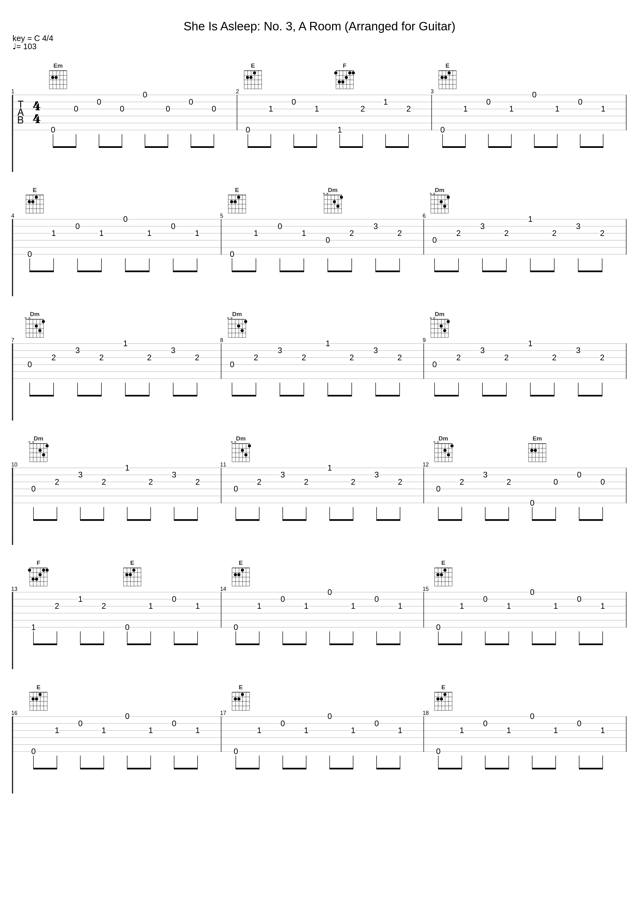 She Is Asleep: No. 3, A Room (Arranged for Guitar)_Noël Akchoté_1