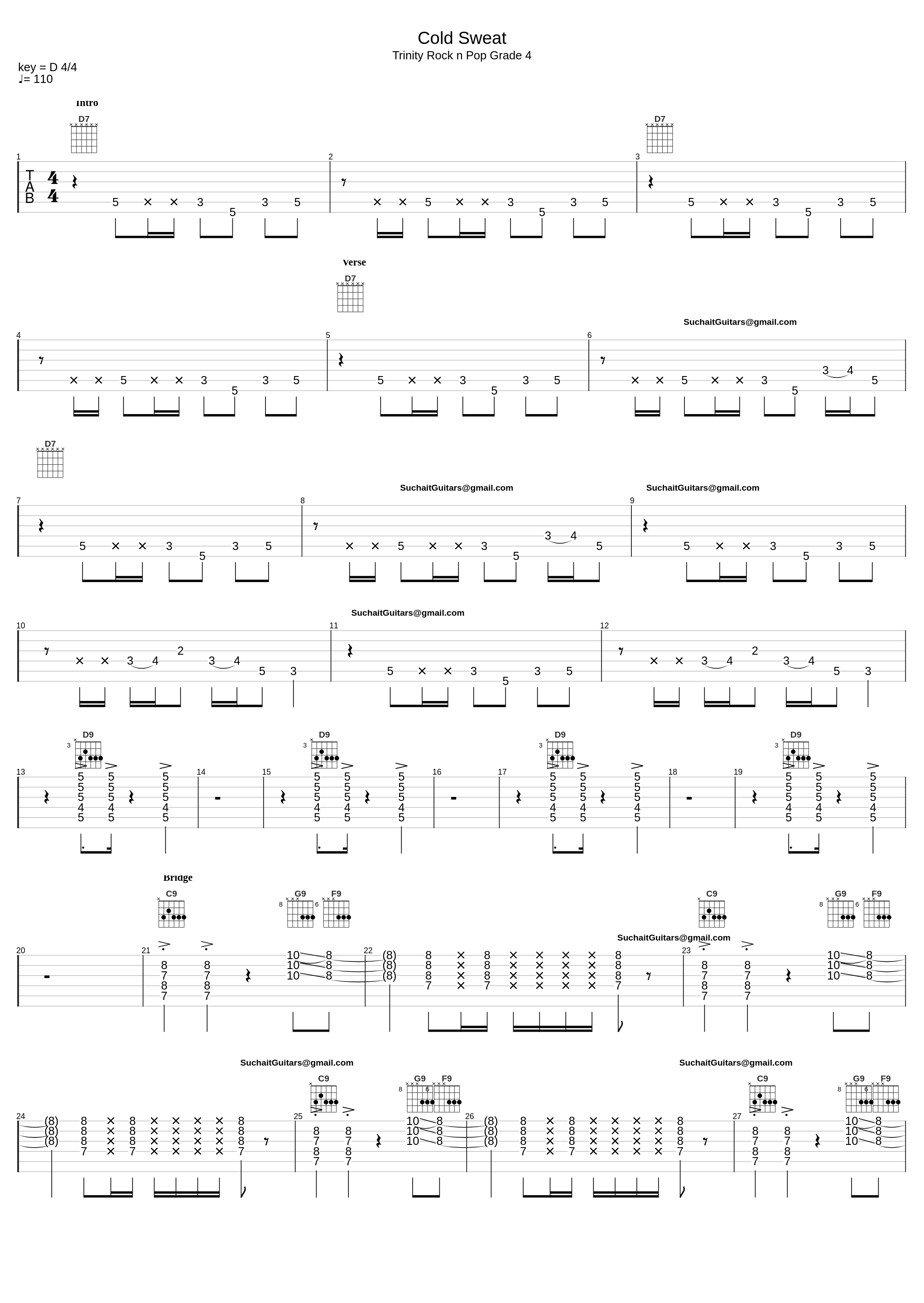 Cold sweat - Trinity Rock N Pop Guitar Grade 4_Suchaitguitars@Gmail.Com_1