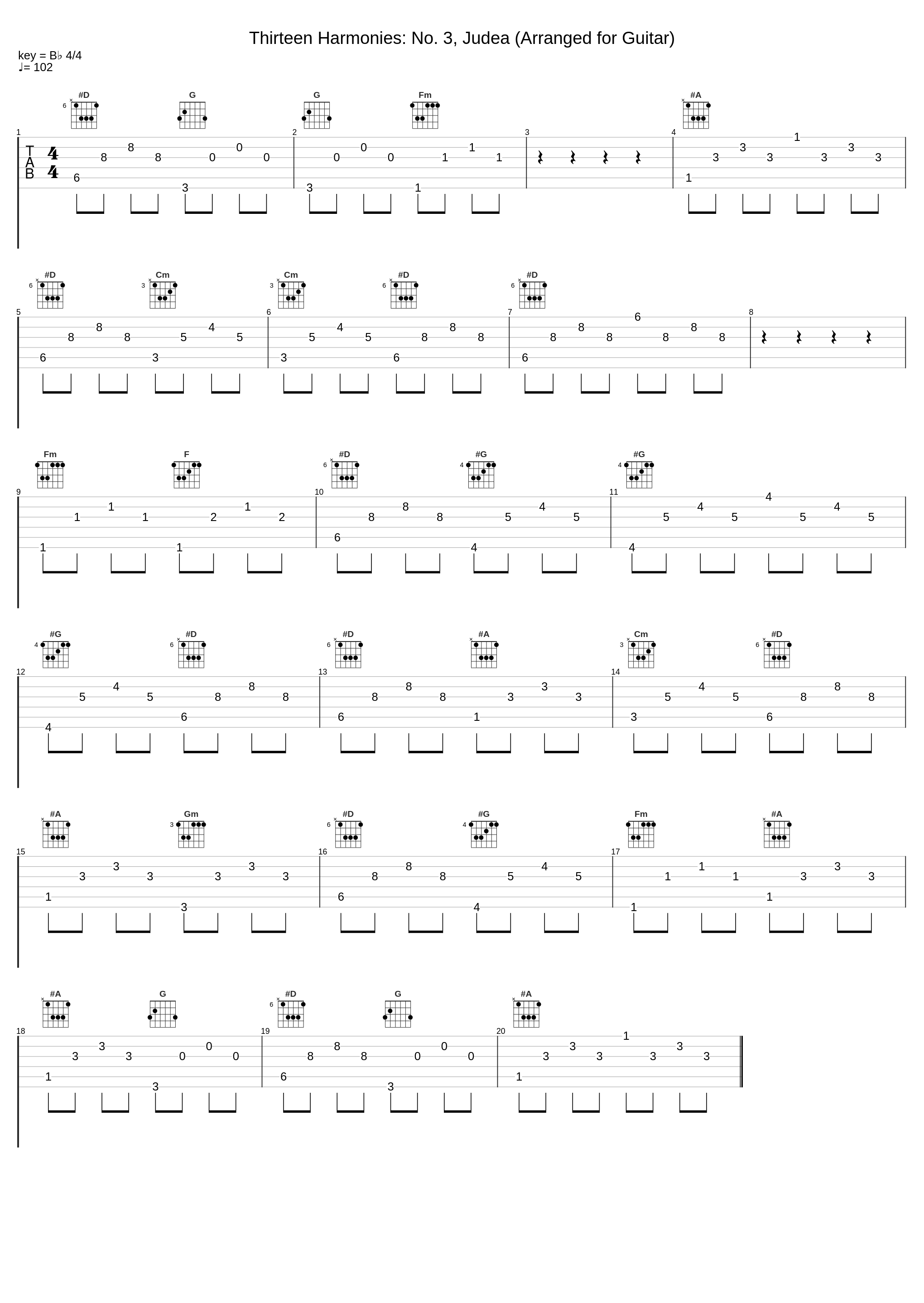 Thirteen Harmonies: No. 3, Judea (Arranged for Guitar)_Noël Akchoté_1