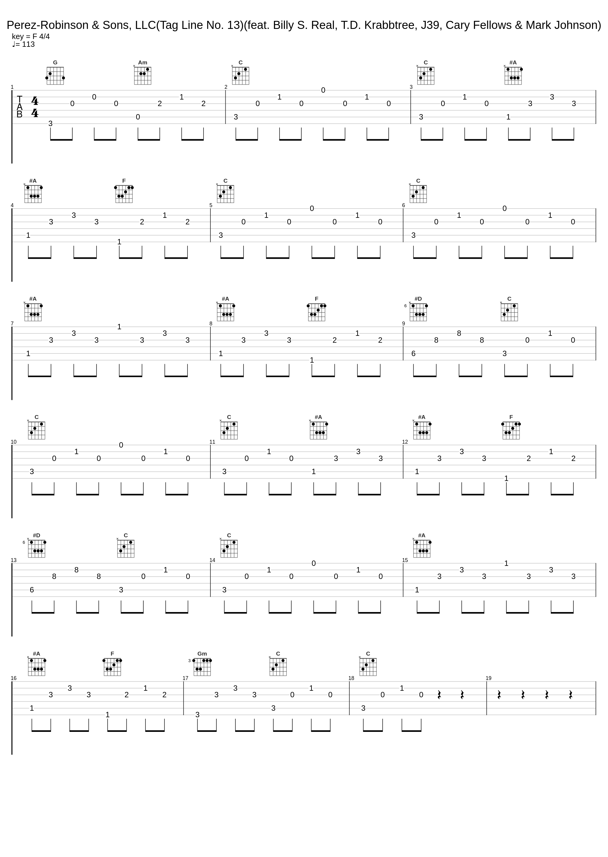 Perez-Robinson & Sons, LLC(Tag Line No. 13)(feat. Billy S. Real, T.D. Krabbtree, J39, Cary Fellows & Mark Johnson)_Real-Krabbtree Twins,J39,Cary Fellows,Mark Johnson_1