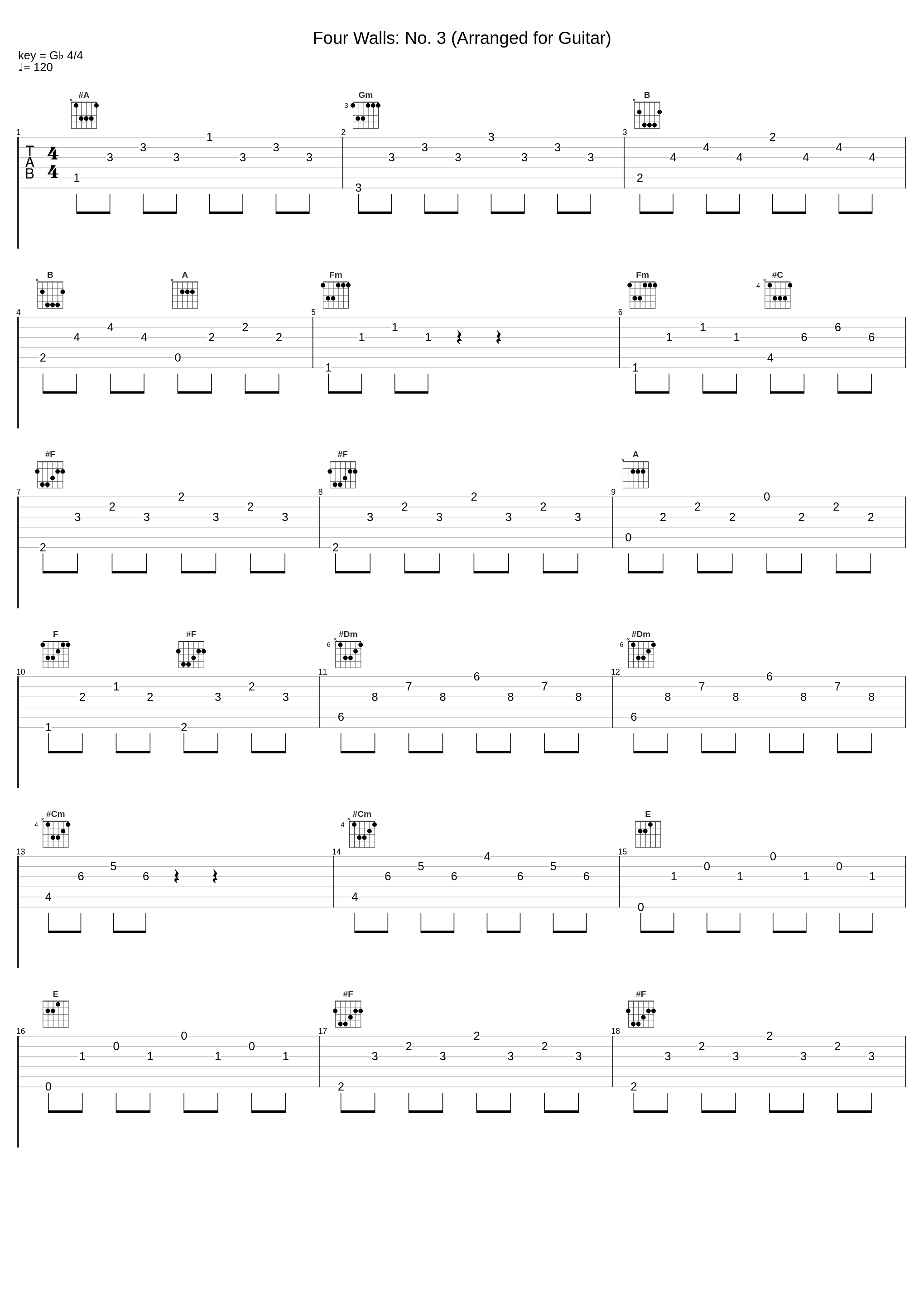 Four Walls: No. 3 (Arranged for Guitar)_Noël Akchoté_1