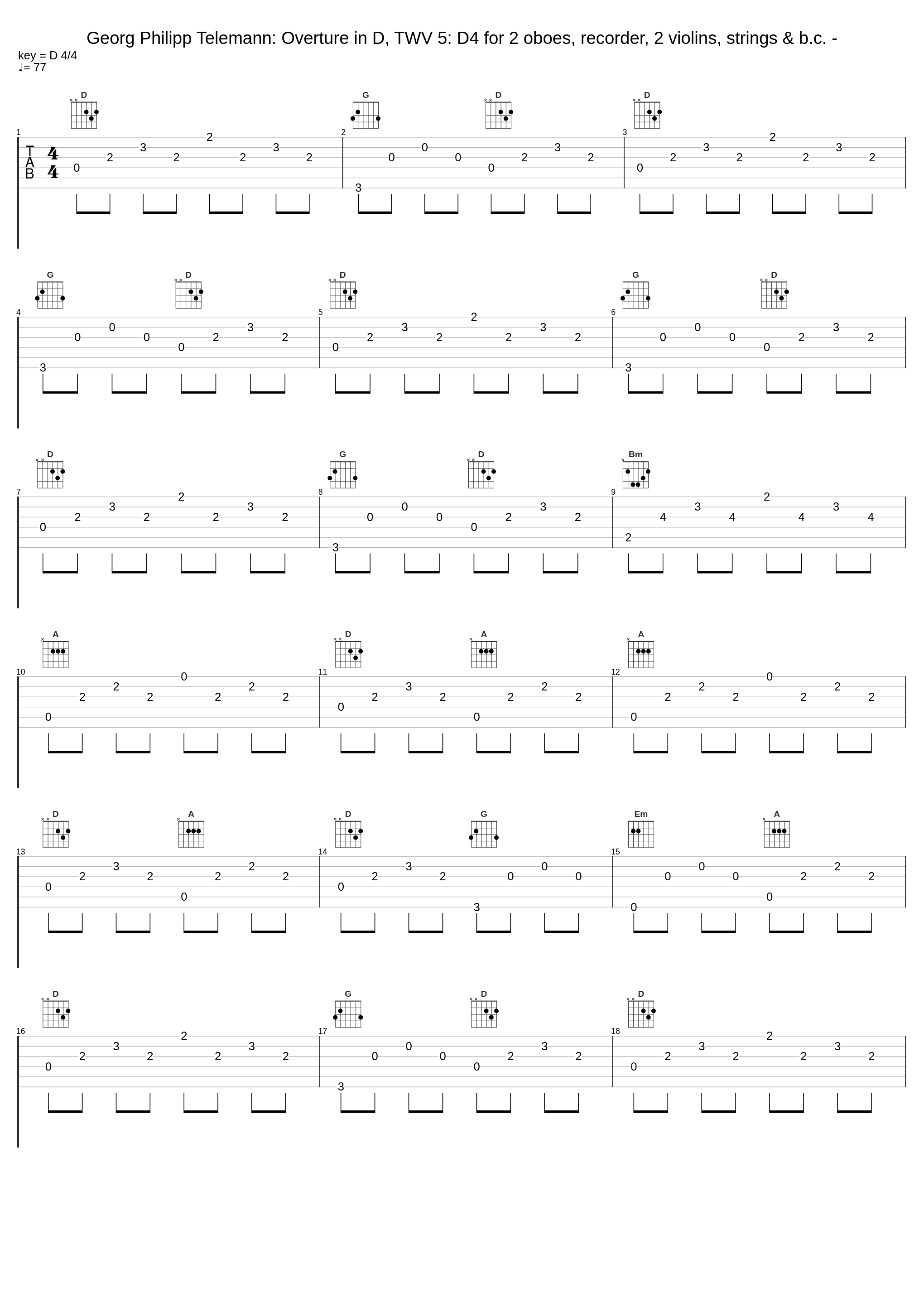 Georg Philipp Telemann: Overture in D, TWV 5: D4 for 2 oboes, recorder, 2 violins, strings & b.c. -_Georg Philipp Telemann_1