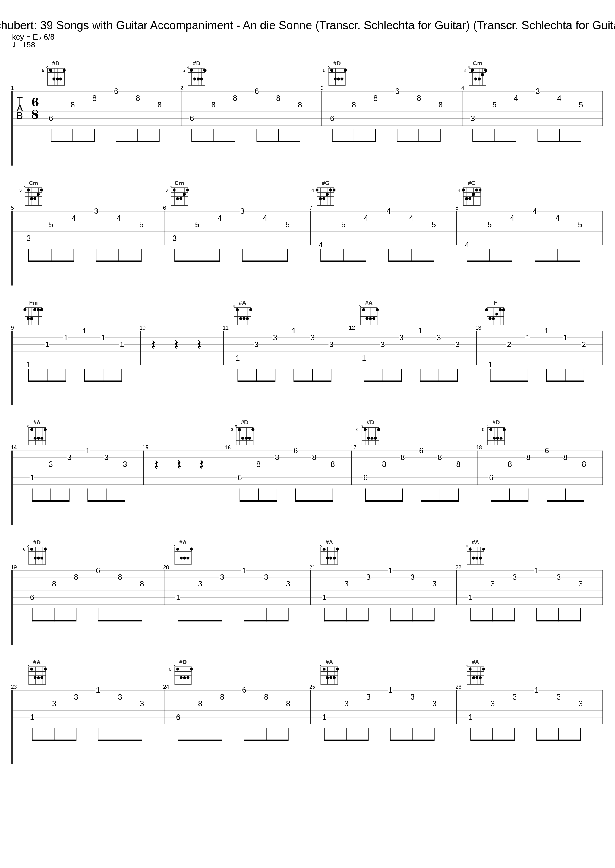 Schubert: 39 Songs with Guitar Accompaniment - An die Sonne (Transcr. Schlechta for Guitar) (Transcr. Schlechta for Guitar)_Eugenio Della Chiara,Mert Süngü_1