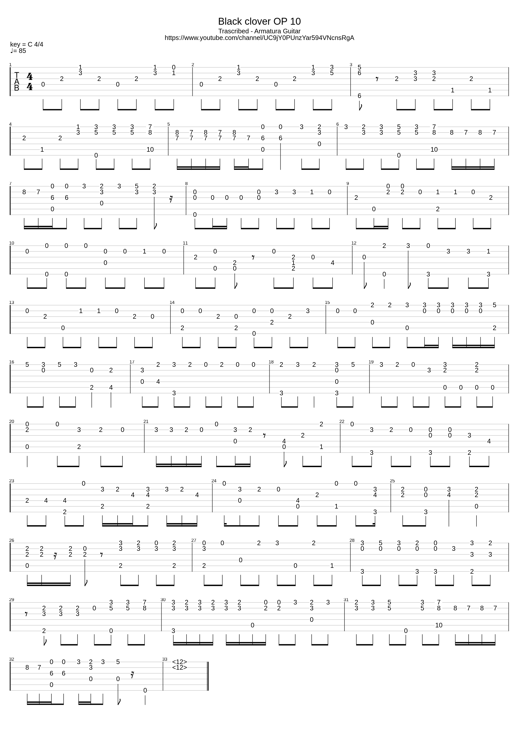 armatura guitar fingerstyle cover_Black Clover 10op_1