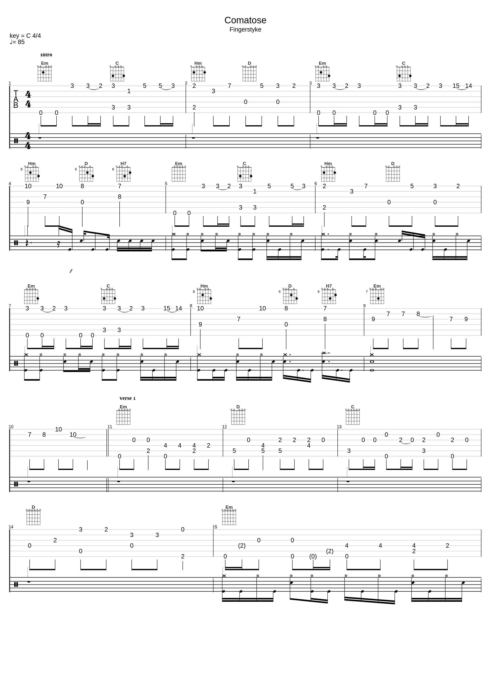 Comatose (fingerstyle)_Skillet_1