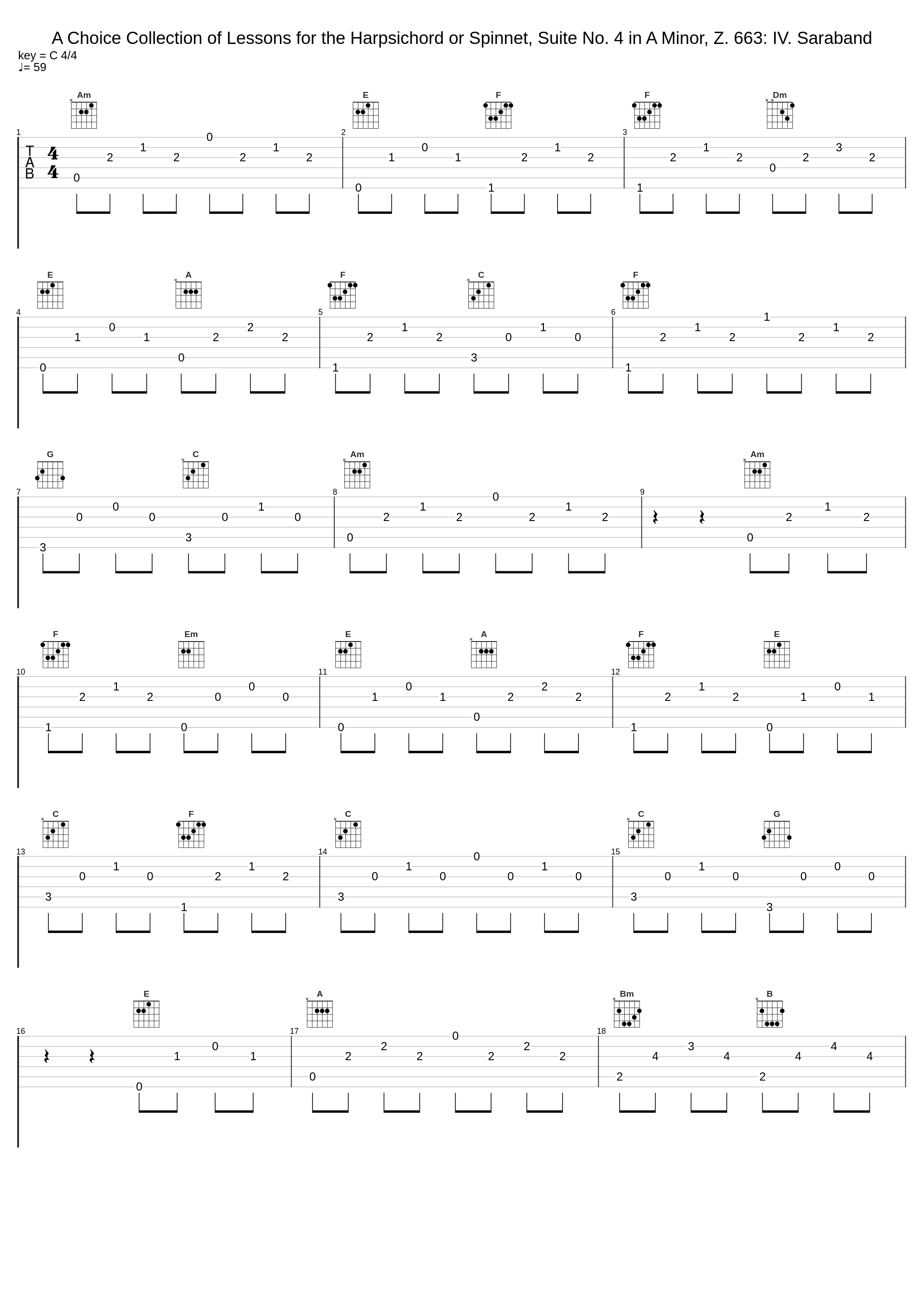 A Choice Collection of Lessons for the Harpsichord or Spinnet, Suite No. 4 in A Minor, Z. 663: IV. Saraband_Toros Can_1