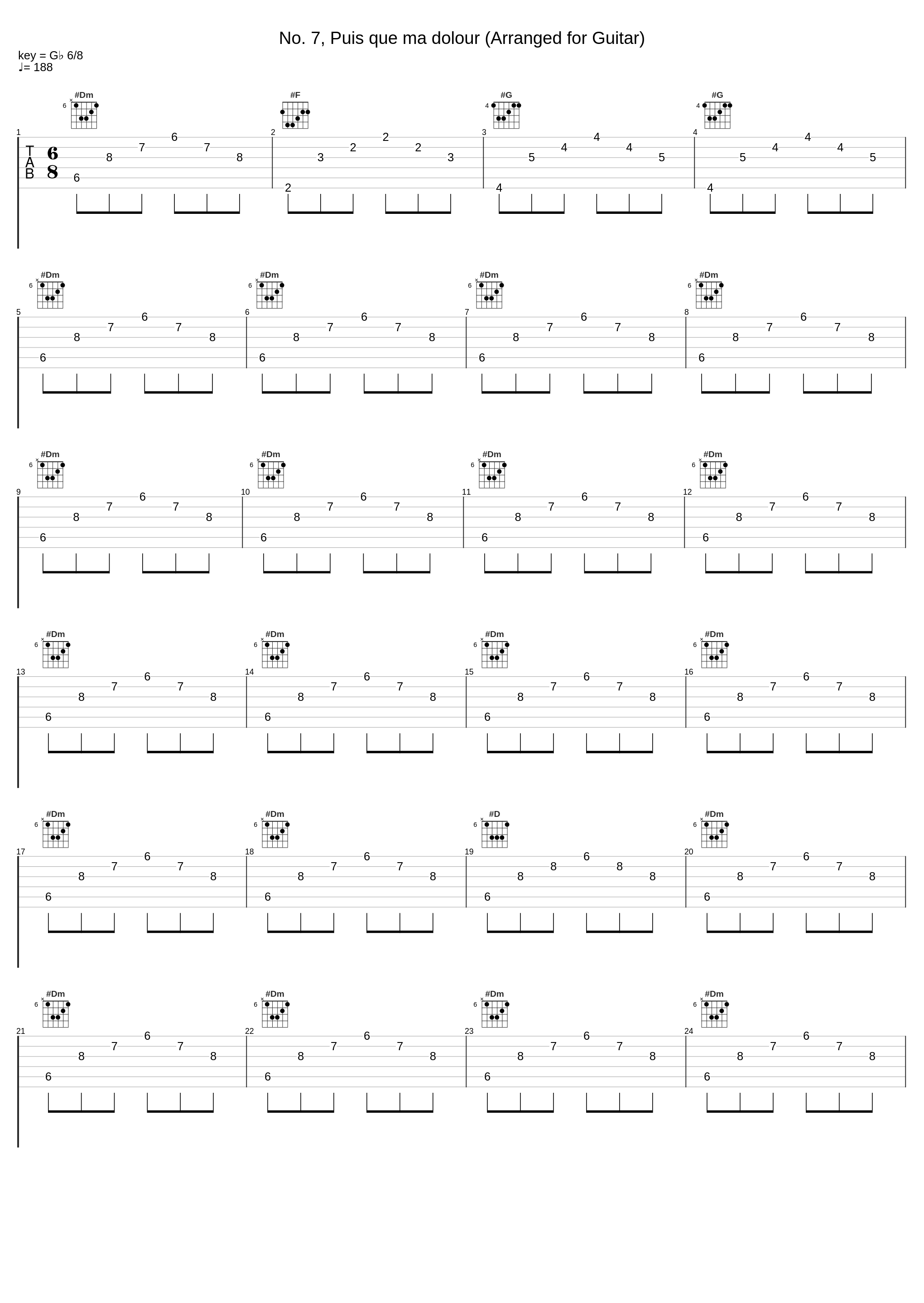 No. 7, Puis que ma dolour (Arranged for Guitar)_Noël Akchoté_1