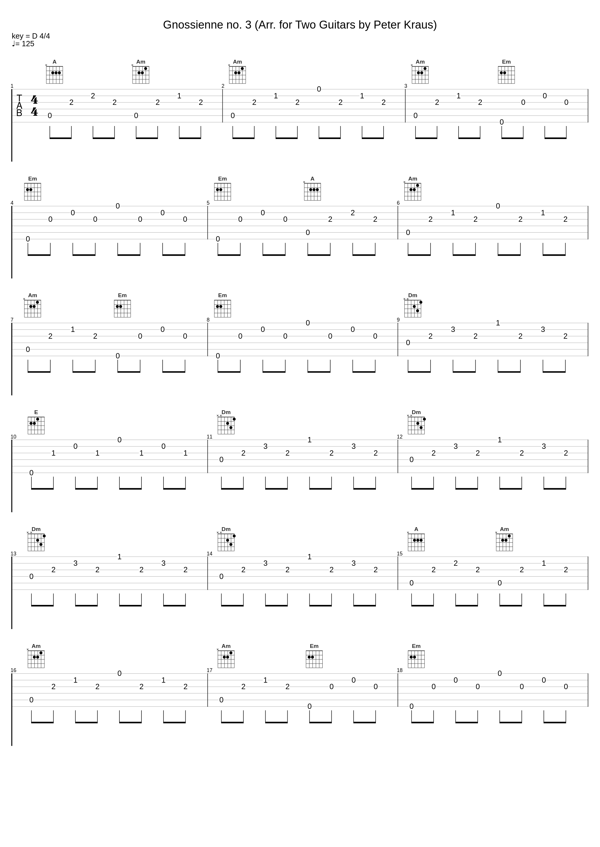 Gnossienne no. 3 (Arr. for Two Guitars by Peter Kraus)_Peter Kraus,Peter Kraus & Mark Bird_1