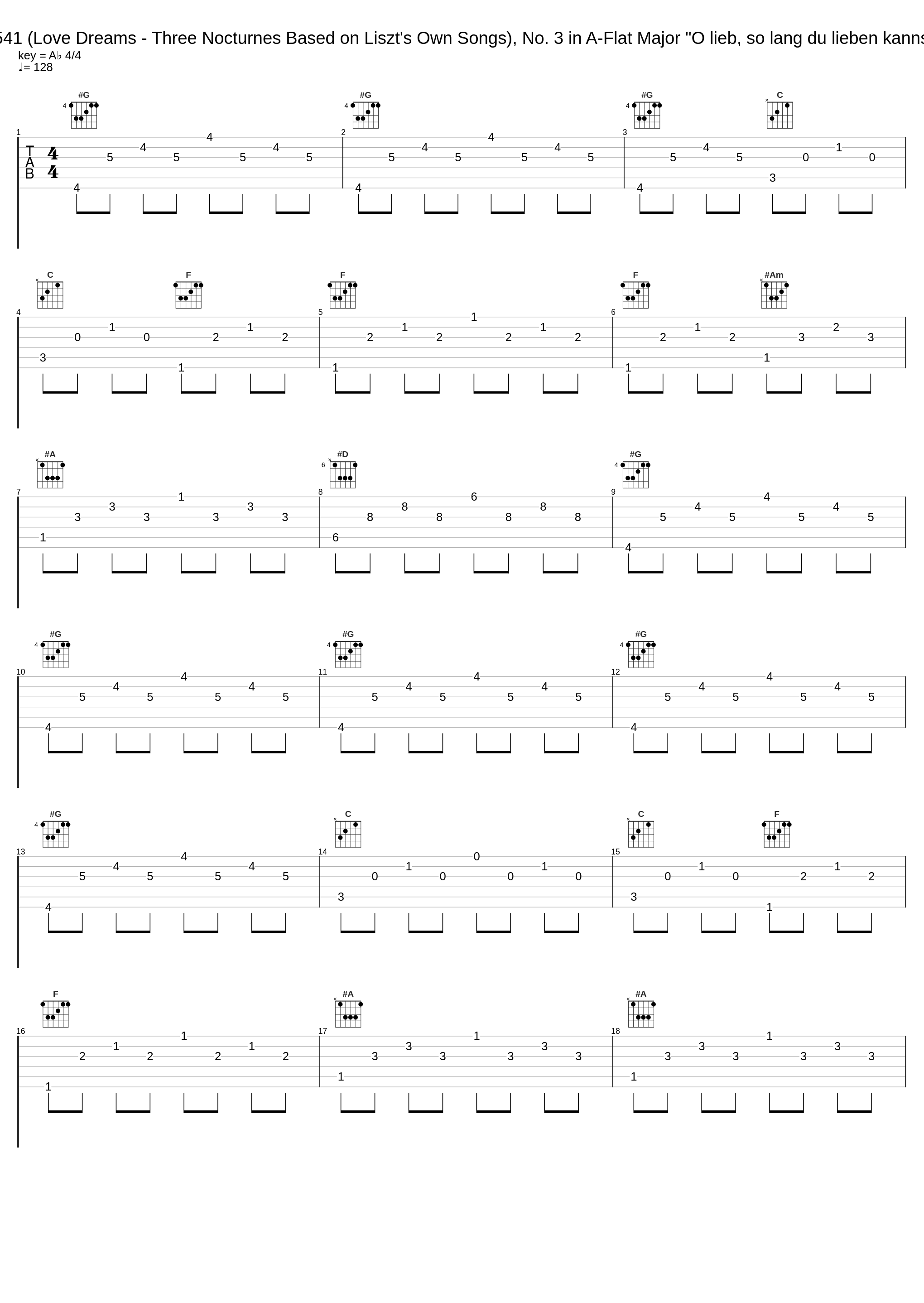 Liebesträume - Drei Notturnos, S. 541 (Love Dreams - Three Nocturnes Based on Liszt's Own Songs), No. 3 in A-Flat Major "O lieb, so lang du lieben kannst" (Love, As Long As You Are Able)_张胜量（牛牛）,Franz Liszt_1