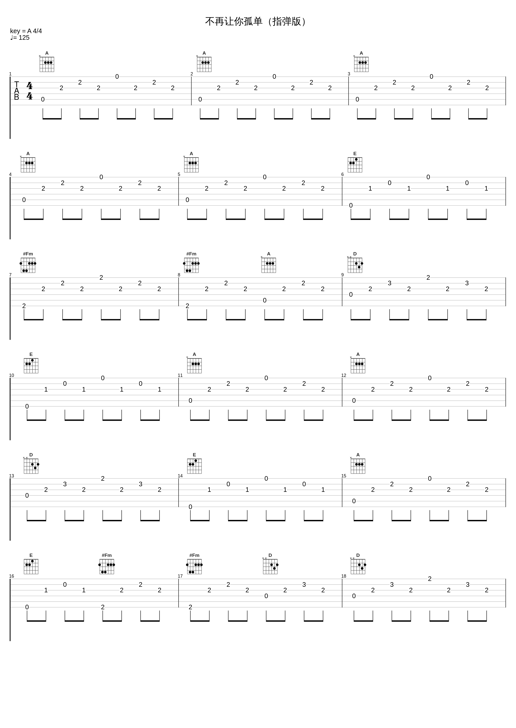 不再让你孤单（指弹版）_汤文杰_1