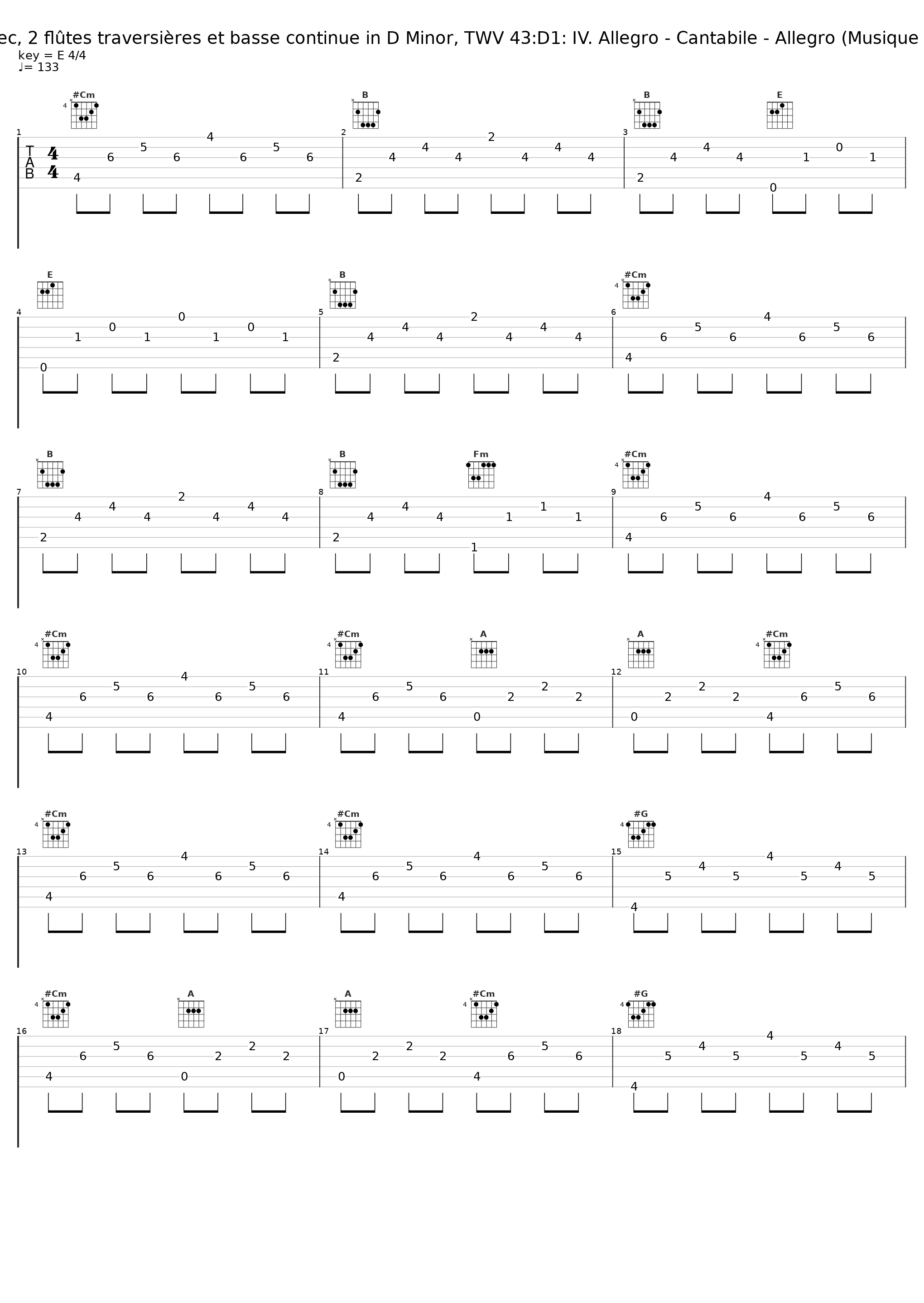 Quatuor pour flûte à bec, 2 flûtes traversières et basse continue in D Minor, TWV 43:D1: IV. Allegro - Cantabile - Allegro (Musique de table, Production II)_Ricercar Consort,Georg Philipp Telemann_1