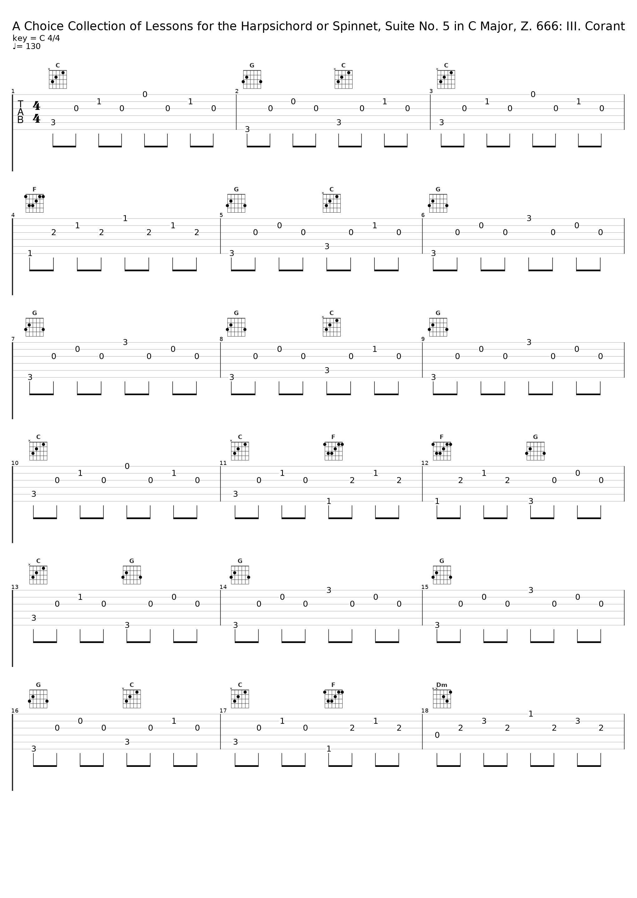 A Choice Collection of Lessons for the Harpsichord or Spinnet, Suite No. 5 in C Major, Z. 666: III. Corant_Toros Can_1