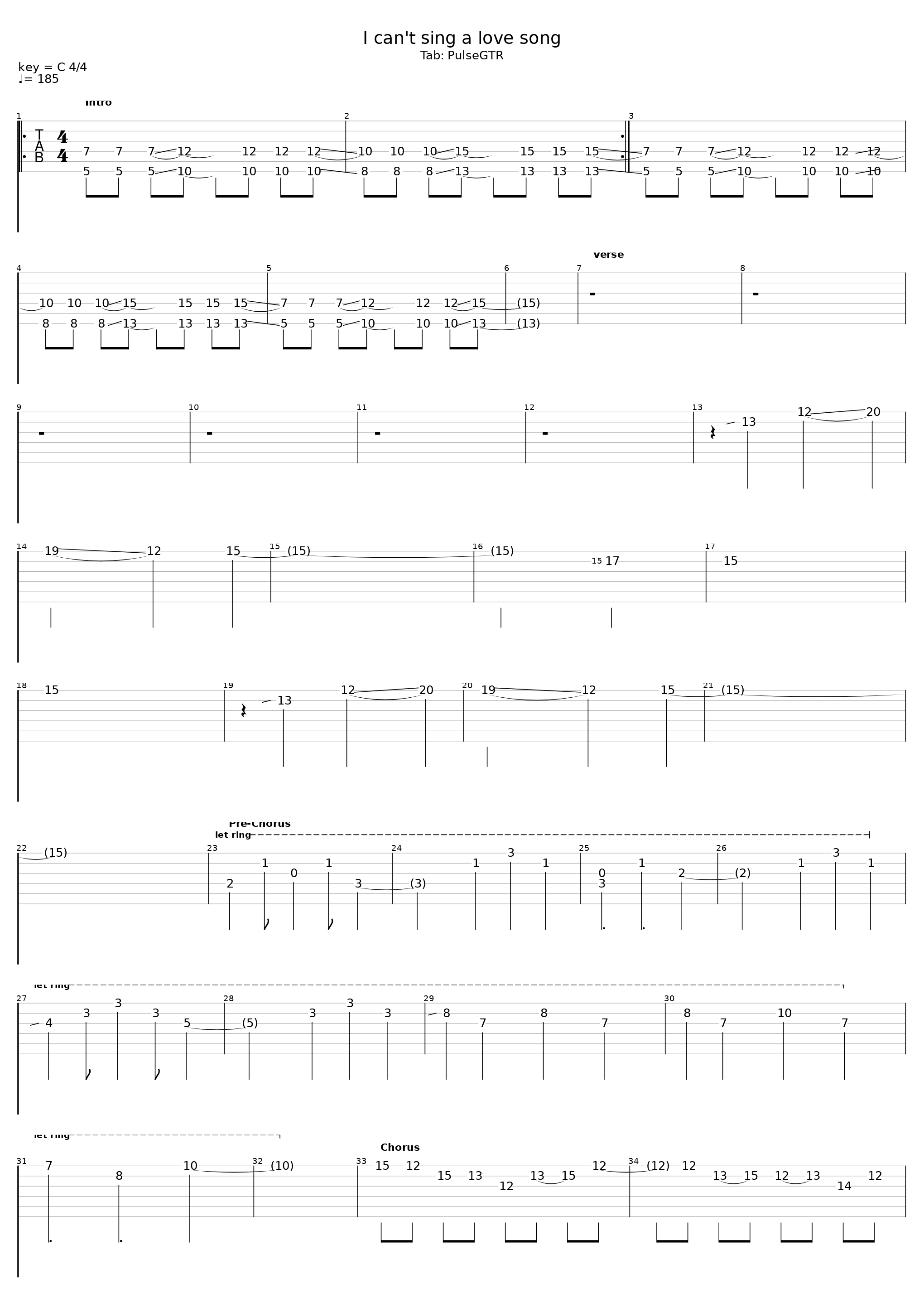 I can't sing a love song (tabbed by PulseGTR)_Kessoku Band_1