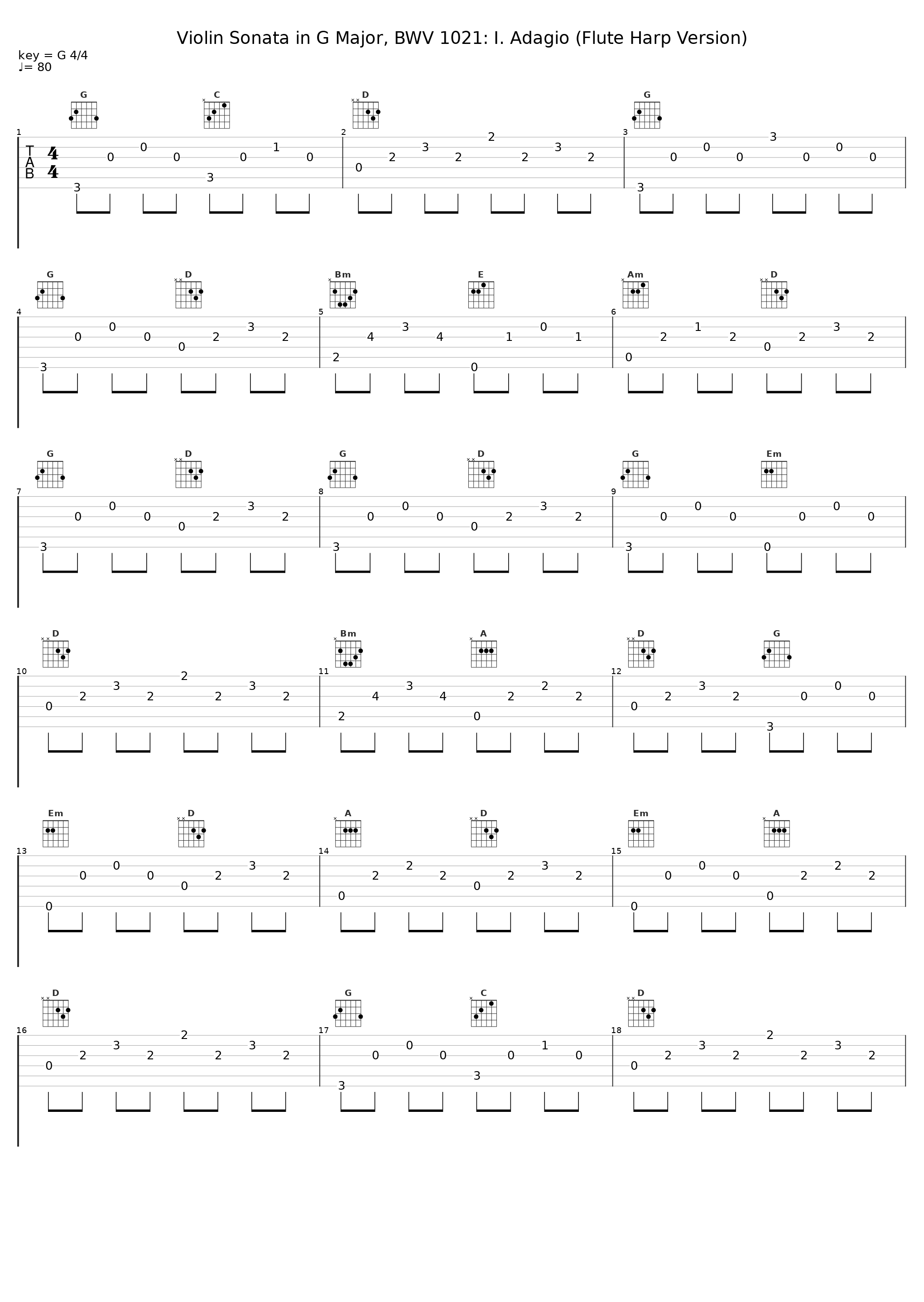 Violin Sonata in G Major, BWV 1021: I. Adagio (Flute Harp Version)_Easy Work Academy_1