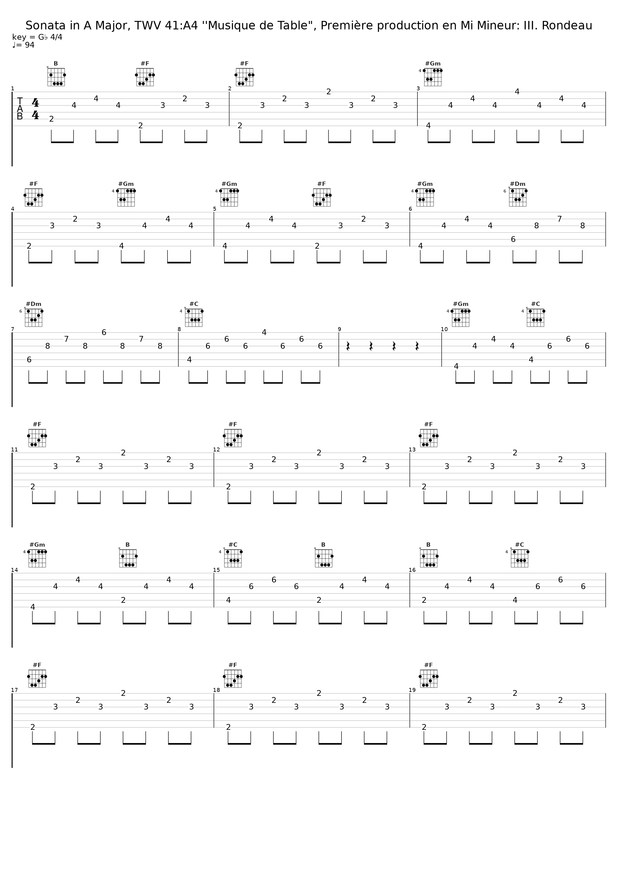 Sonata in A Major, TWV 41:A4 ''Musique de Table", Première production en Mi Mineur: III. Rondeau_Stradivaria,Georg Philipp Telemann_1