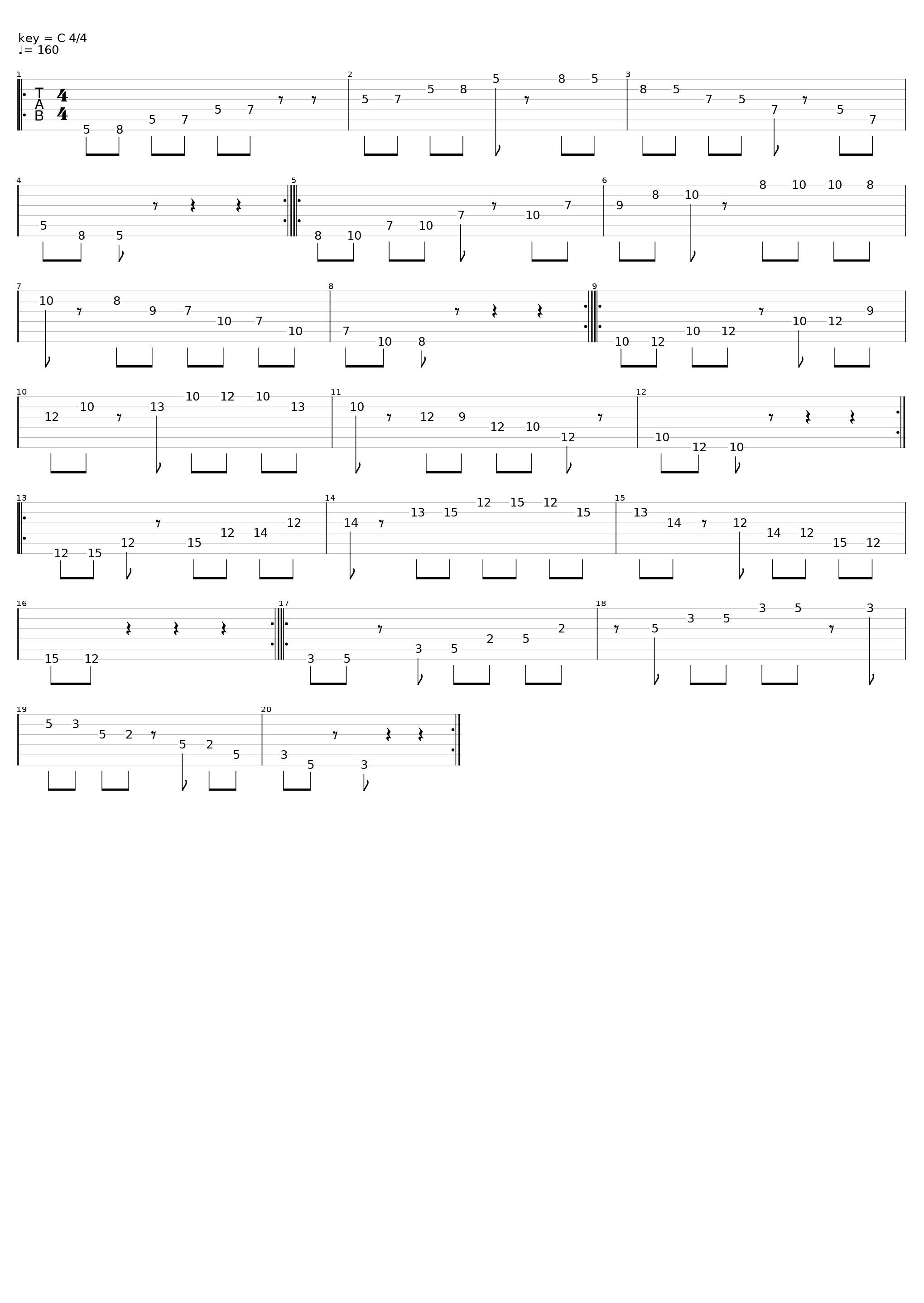 A minor Pentatonic Practice Routine - 5 positions_Tc_1