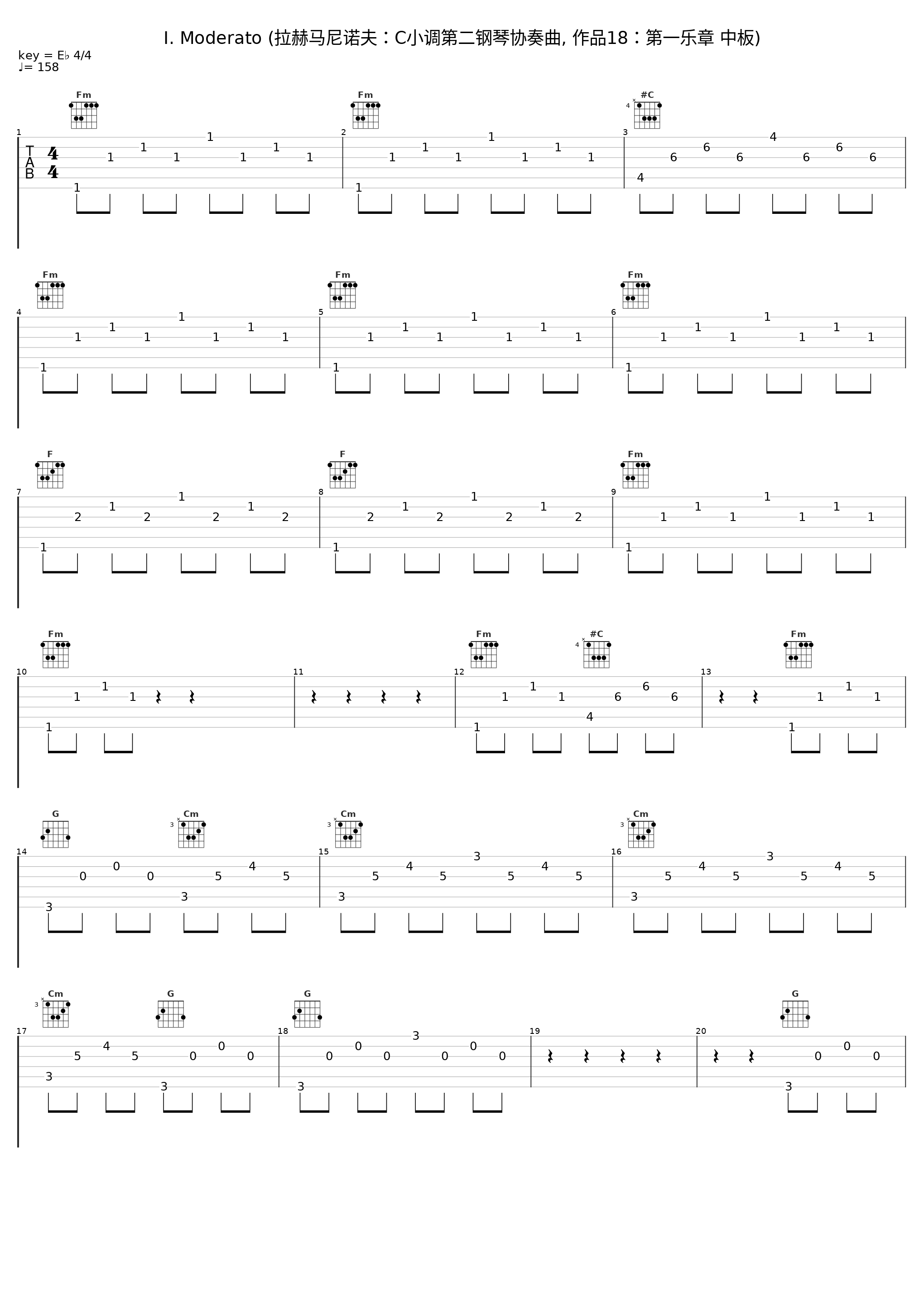 I. Moderato (拉赫马尼诺夫：C小调第二钢琴协奏曲, 作品18：第一乐章 中板)_Sergei Rachmaninoff_1