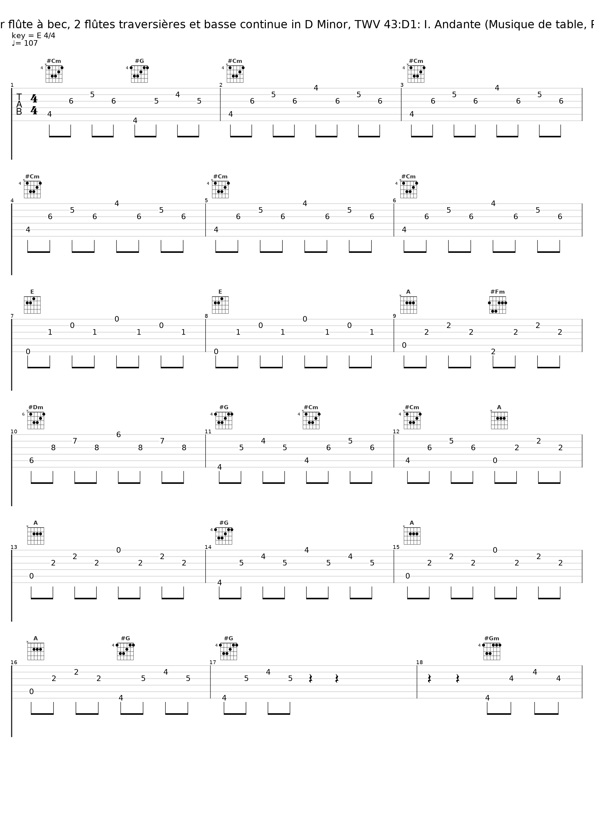 Quatuor pour flûte à bec, 2 flûtes traversières et basse continue in D Minor, TWV 43:D1: I. Andante (Musique de table, Production II)_Ricercar Consort,Georg Philipp Telemann_1