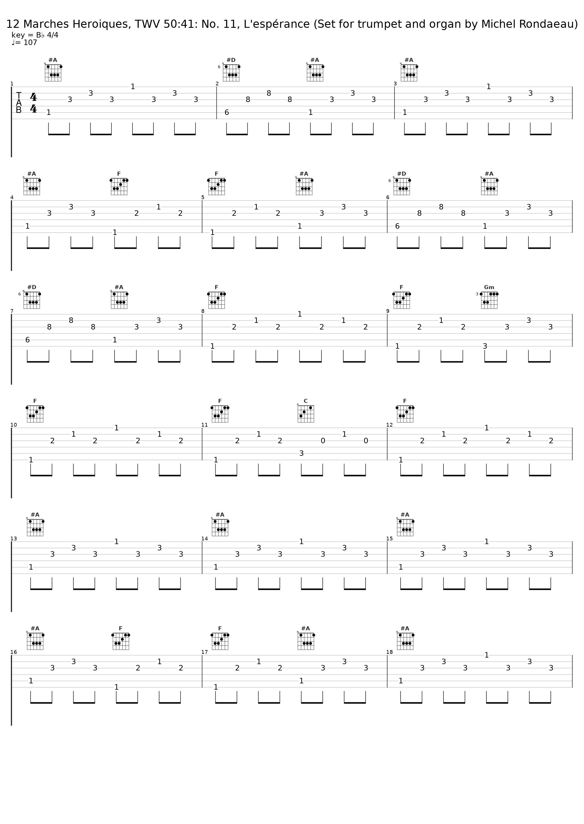 12 Marches Heroiques, TWV 50:41: No. 11, L'espérance (Set for trumpet and organ by Michel Rondaeau)_Guy Touvron,Günther Fetz_1