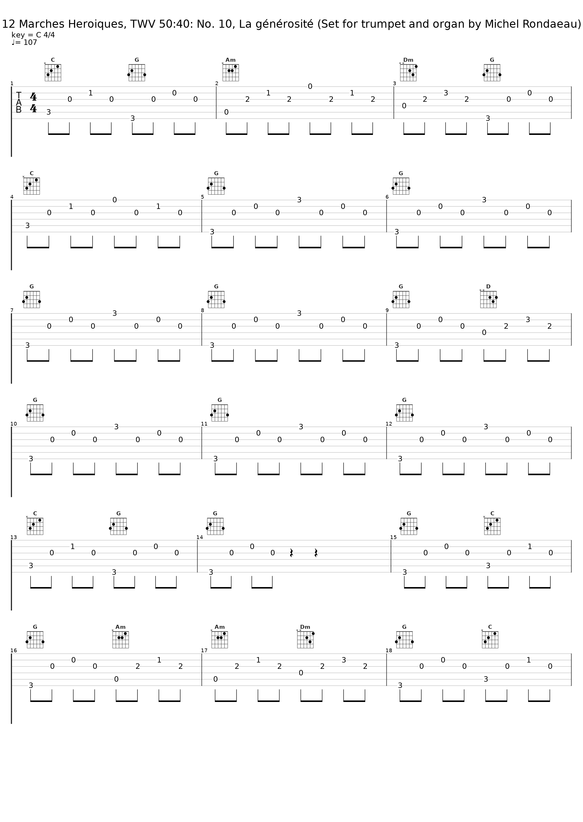 12 Marches Heroiques, TWV 50:40: No. 10, La générosité (Set for trumpet and organ by Michel Rondaeau)_Guy Touvron,Günther Fetz_1