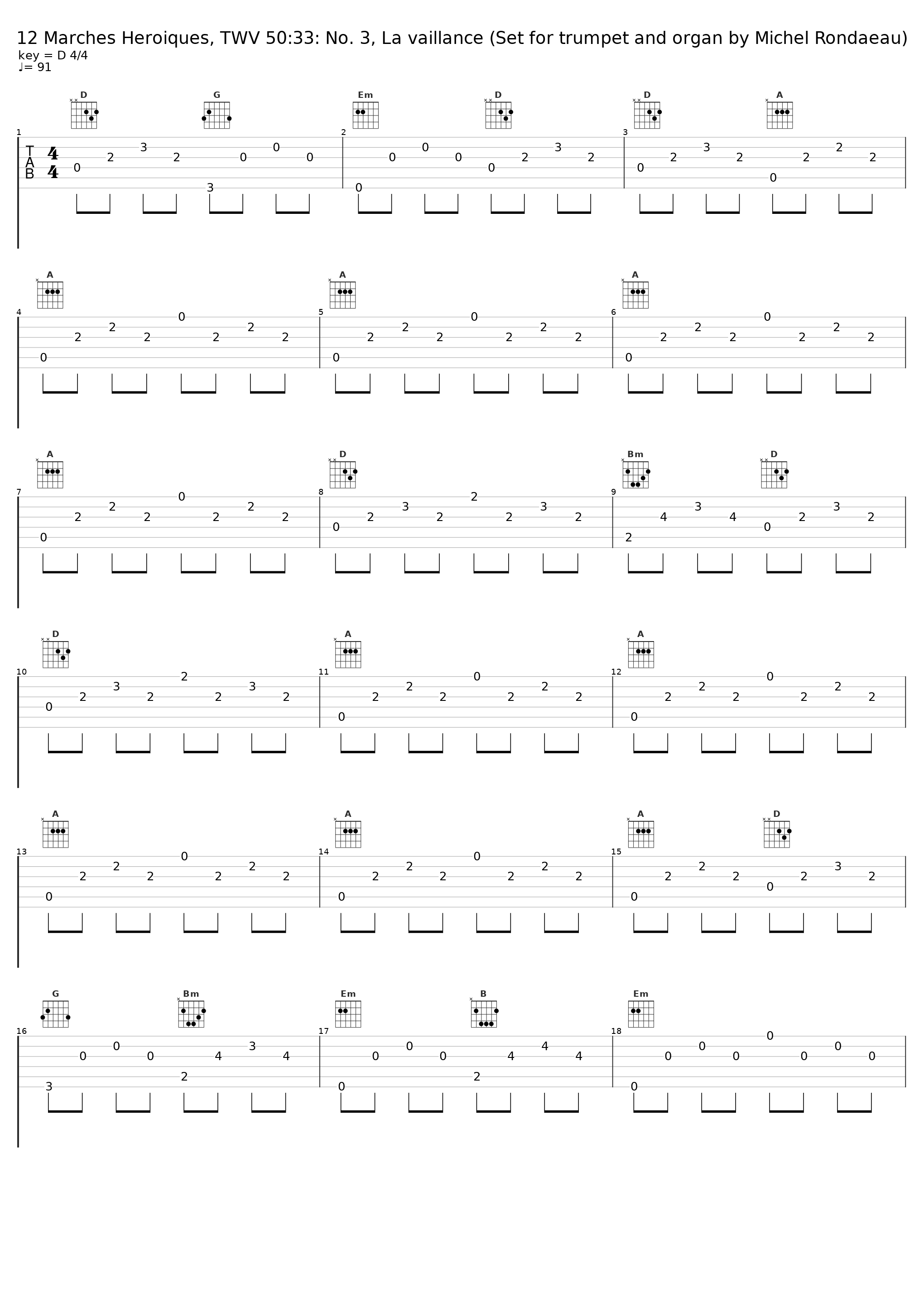 12 Marches Heroiques, TWV 50:33: No. 3, La vaillance (Set for trumpet and organ by Michel Rondaeau)_Guy Touvron,Günther Fetz_1