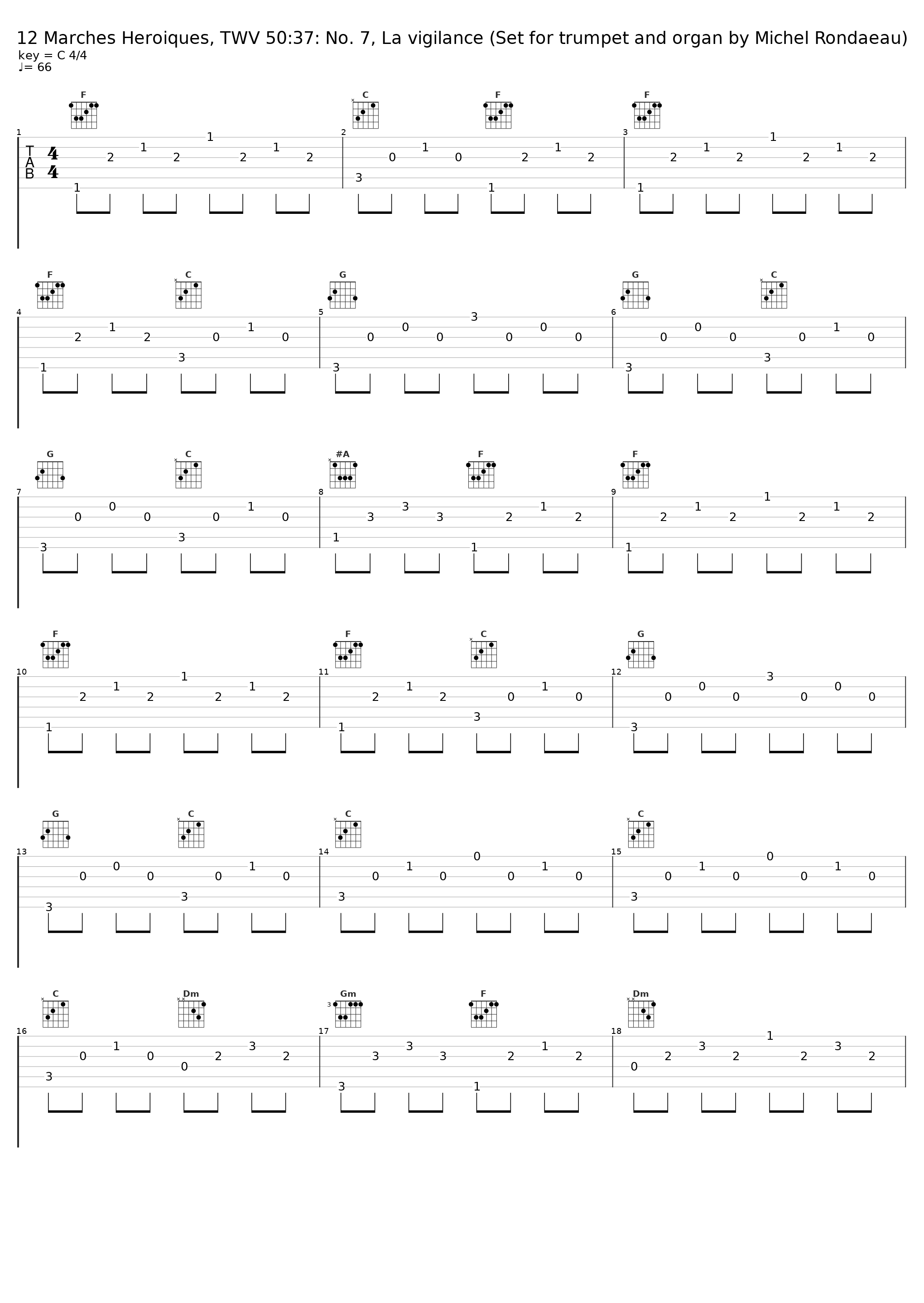 12 Marches Heroiques, TWV 50:37: No. 7, La vigilance (Set for trumpet and organ by Michel Rondaeau)_Guy Touvron,Günther Fetz_1