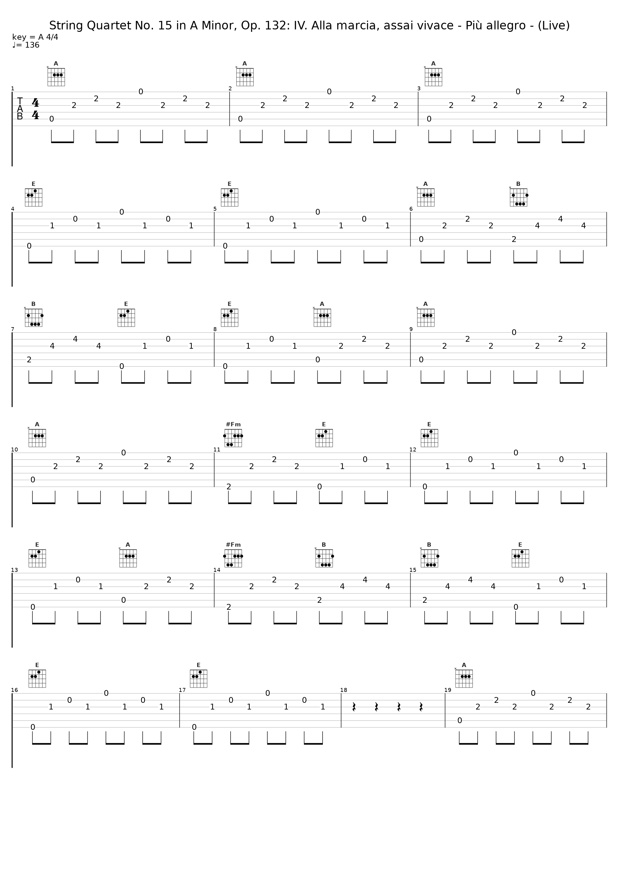 String Quartet No. 15 in A Minor, Op. 132: IV. Alla marcia, assai vivace - Più allegro - (Live)_Quartetto Italiano,Ludwig van Beethoven_1