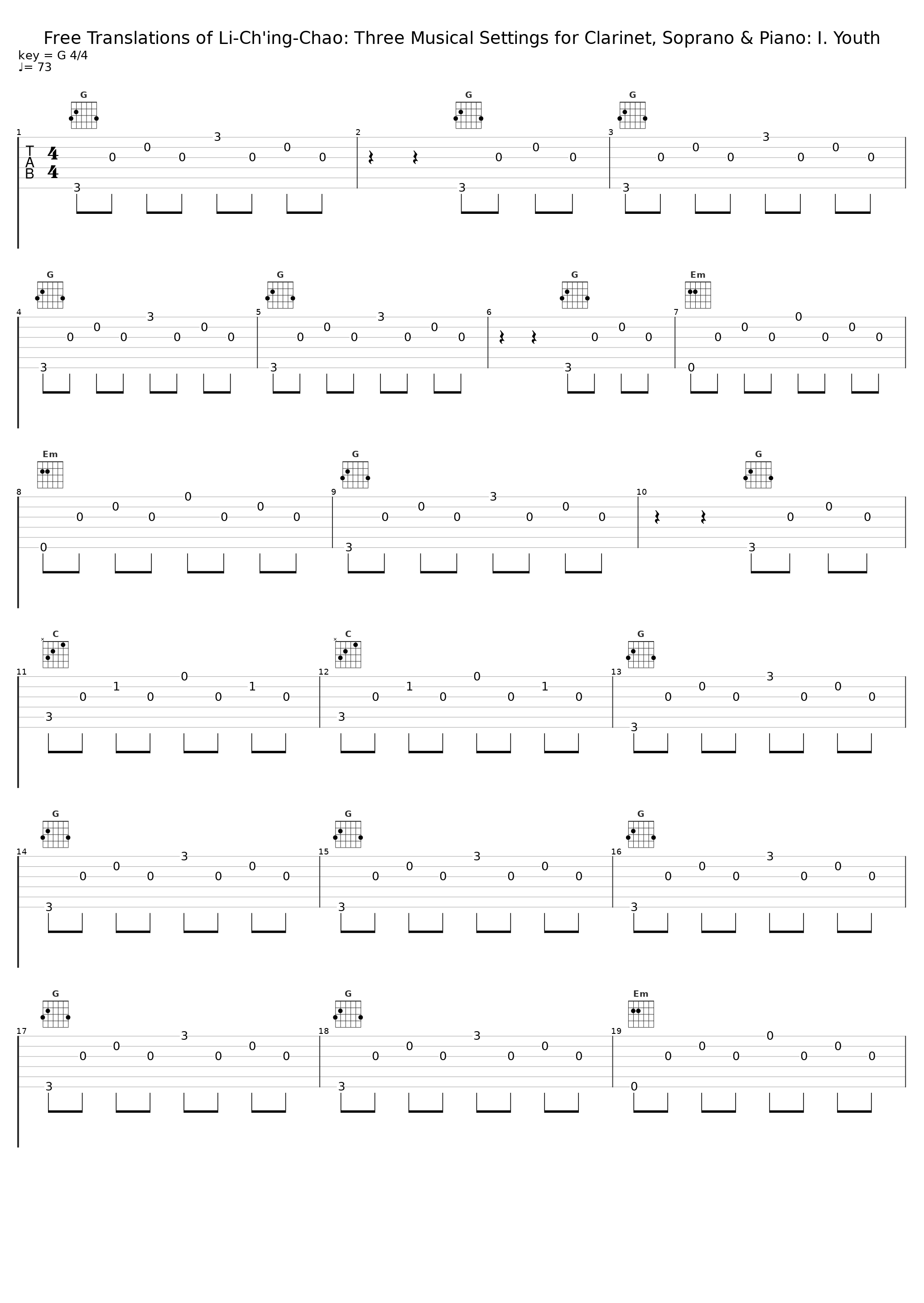 Free Translations of Li-Ch'ing-Chao: Three Musical Settings for Clarinet, Soprano & Piano: I. Youth_Jun Qian,Paul Sanchez,Kayleen Sánchez_1