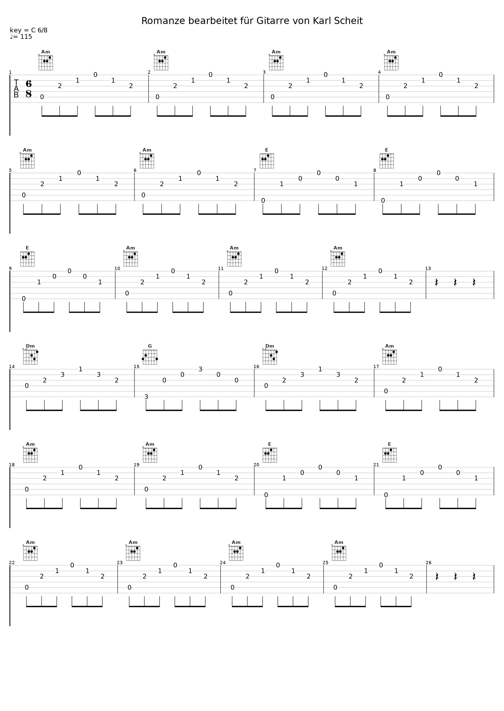 Romanze bearbeitet für Gitarre von Karl Scheit_Dieter Kreidler_1