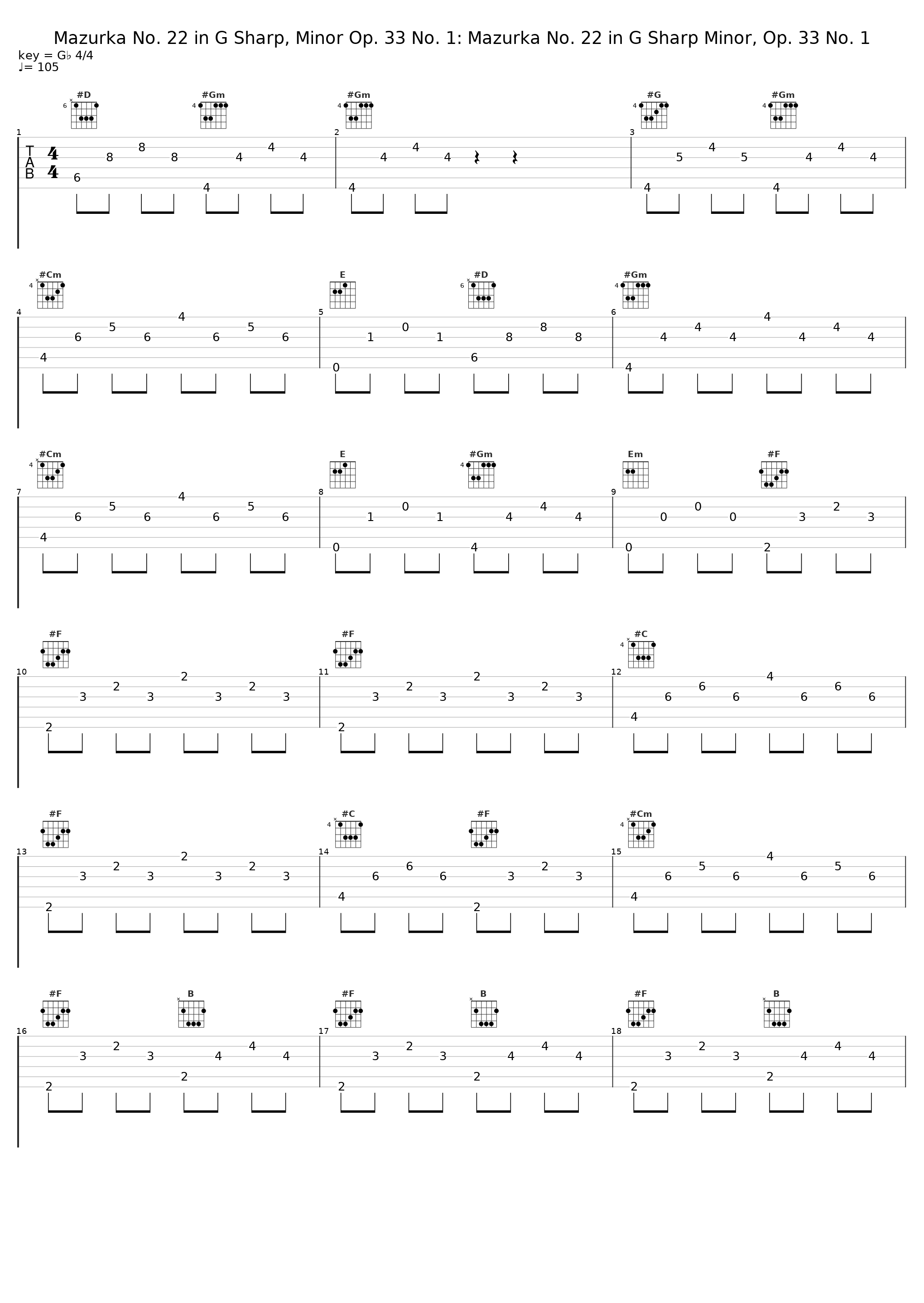 Mazurka No. 22 in G Sharp, Minor Op. 33 No. 1: Mazurka No. 22 in G Sharp Minor, Op. 33 No. 1_Arthur Rubenstein,Frédéric Chopin_1