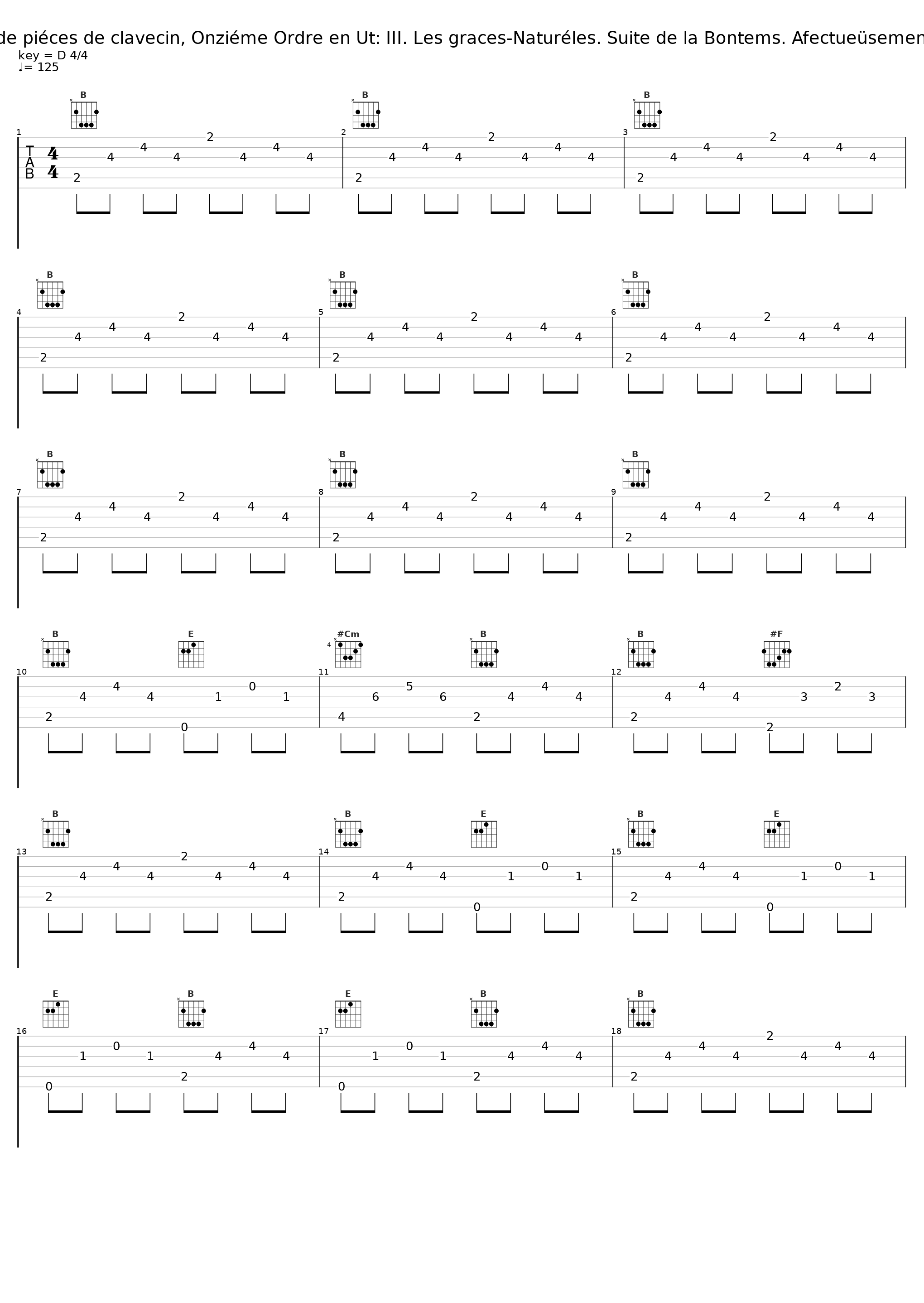 Second Livre de piéces de clavecin, Onziéme Ordre en Ut: III. Les graces-Naturéles. Suite de la Bontems. Afectueüsement sans lenteur_Bertrand Cuiller,Francois Couperin_1