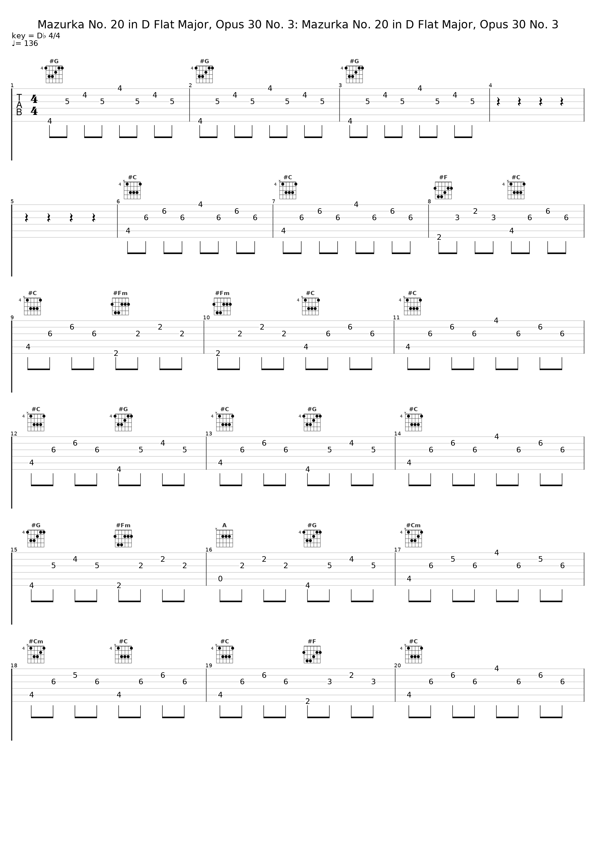 Mazurka No. 20 in D Flat Major, Opus 30 No. 3: Mazurka No. 20 in D Flat Major, Opus 30 No. 3_Arthur Rubenstein,Frédéric Chopin_1