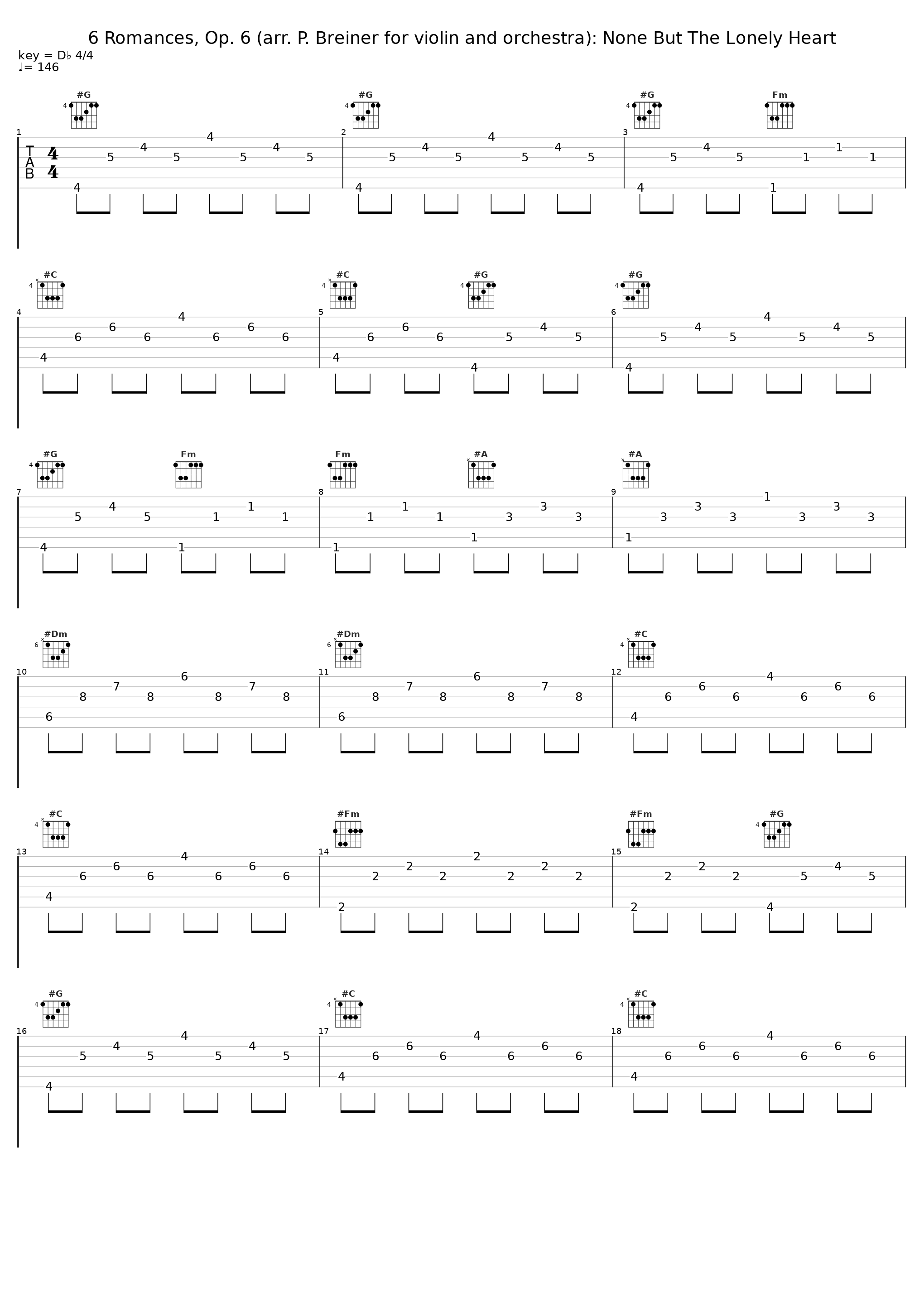 6 Romances, Op. 6 (arr. P. Breiner for violin and orchestra): None But The Lonely Heart_Jenő Jandó,Peter Nagy_1