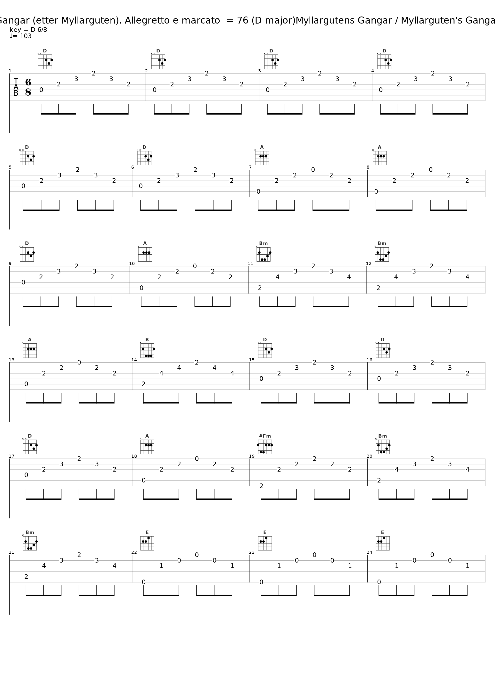 Gangar (etter Myllarguten). Allegretto e marcato  = 76 (D major)Myllargutens Gangar / Myllarguten's Gangar_Einar Steen-Nøkleberg_1