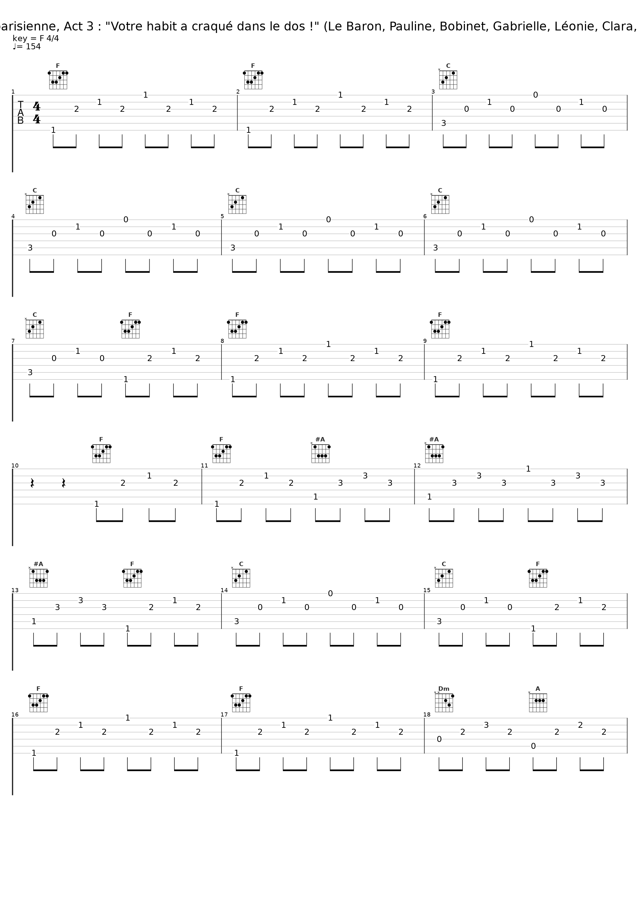 La Vie parisienne, Act 3 : "Votre habit a craqué dans le dos !" (Le Baron, Pauline, Bobinet, Gabrielle, Léonie, Clara, Chorus)_Danièle Castaings,Choeur Du Capitole De Toulouse,Françoise Gayral,Eliane Lublin,Luis Masson,Michel Trempont,Michel Plasson,Mady Mesple_1