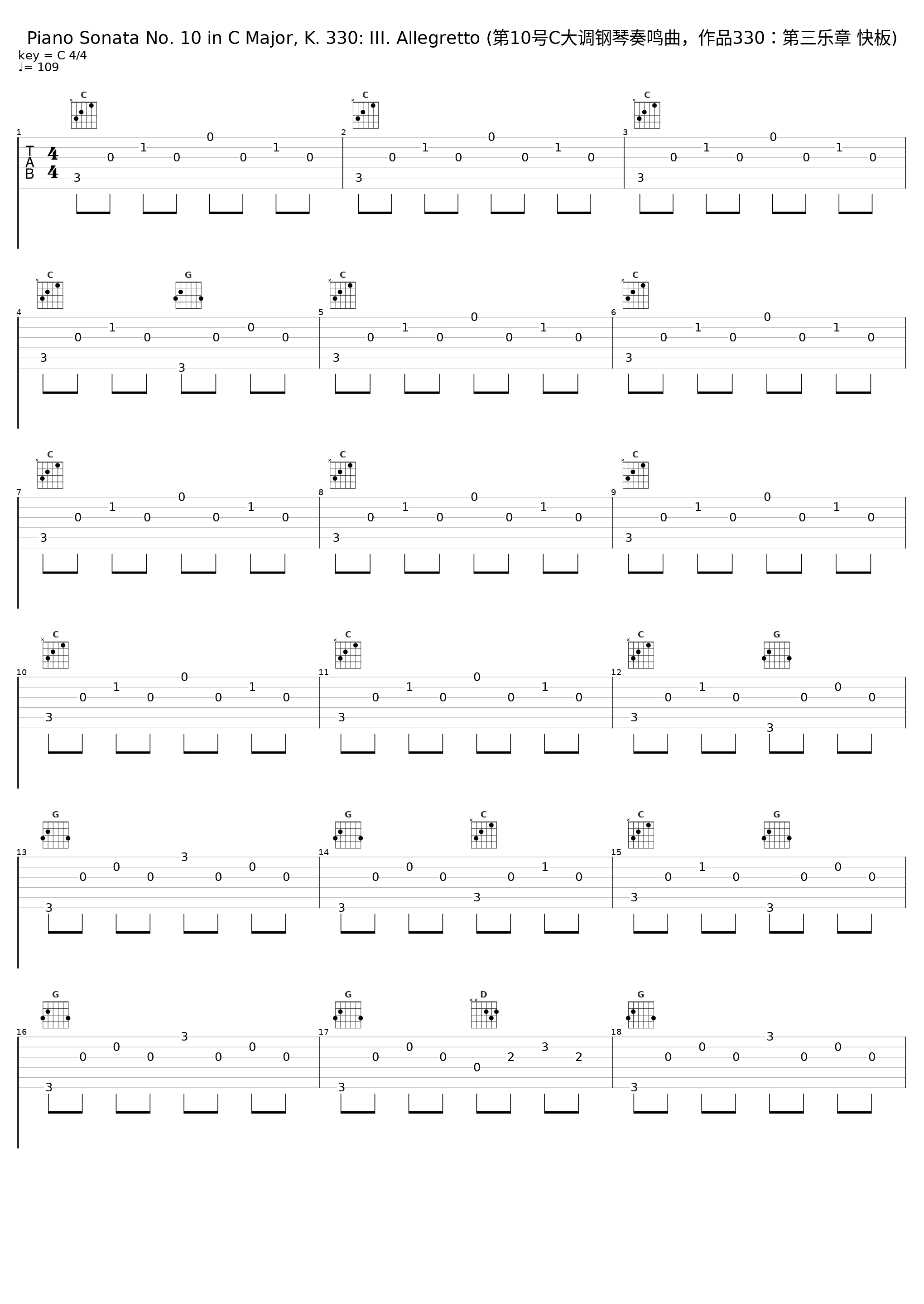 Piano Sonata No. 10 in C Major, K. 330: III. Allegretto (第10号C大调钢琴奏鸣曲，作品330：第三乐章 快板)_Grayson Classical All Stars_1